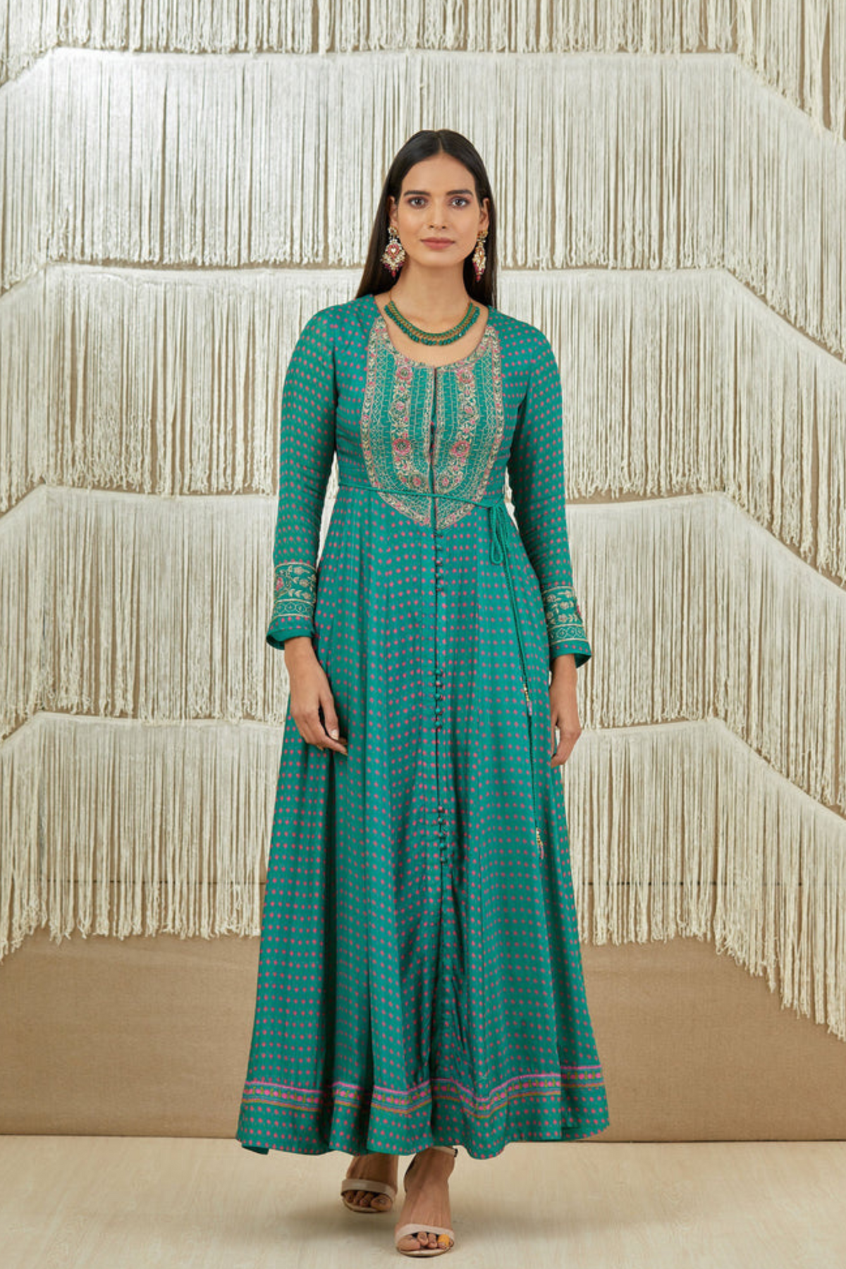 Zardozi embroidered anarkali set