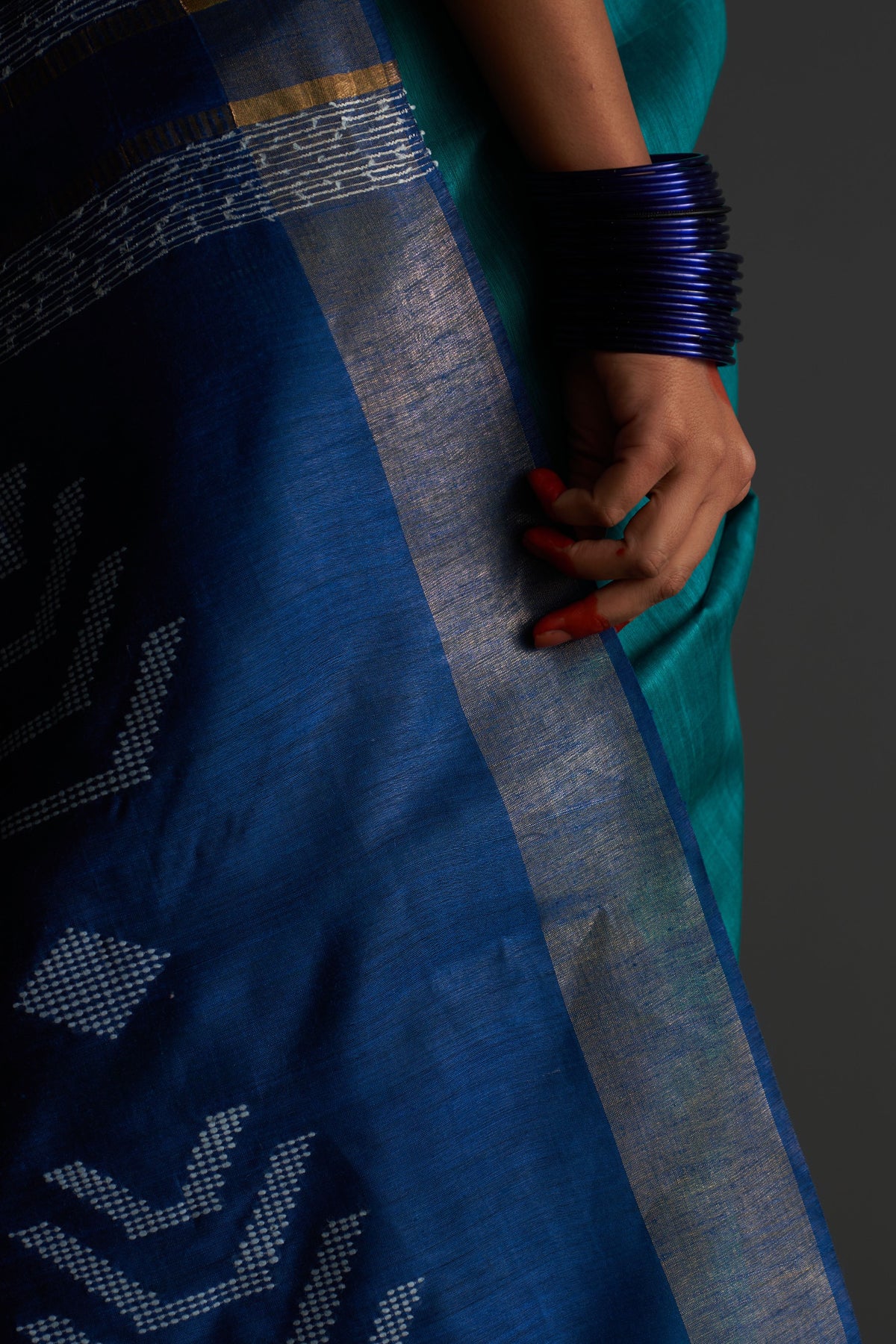 Nargis Teal Saree