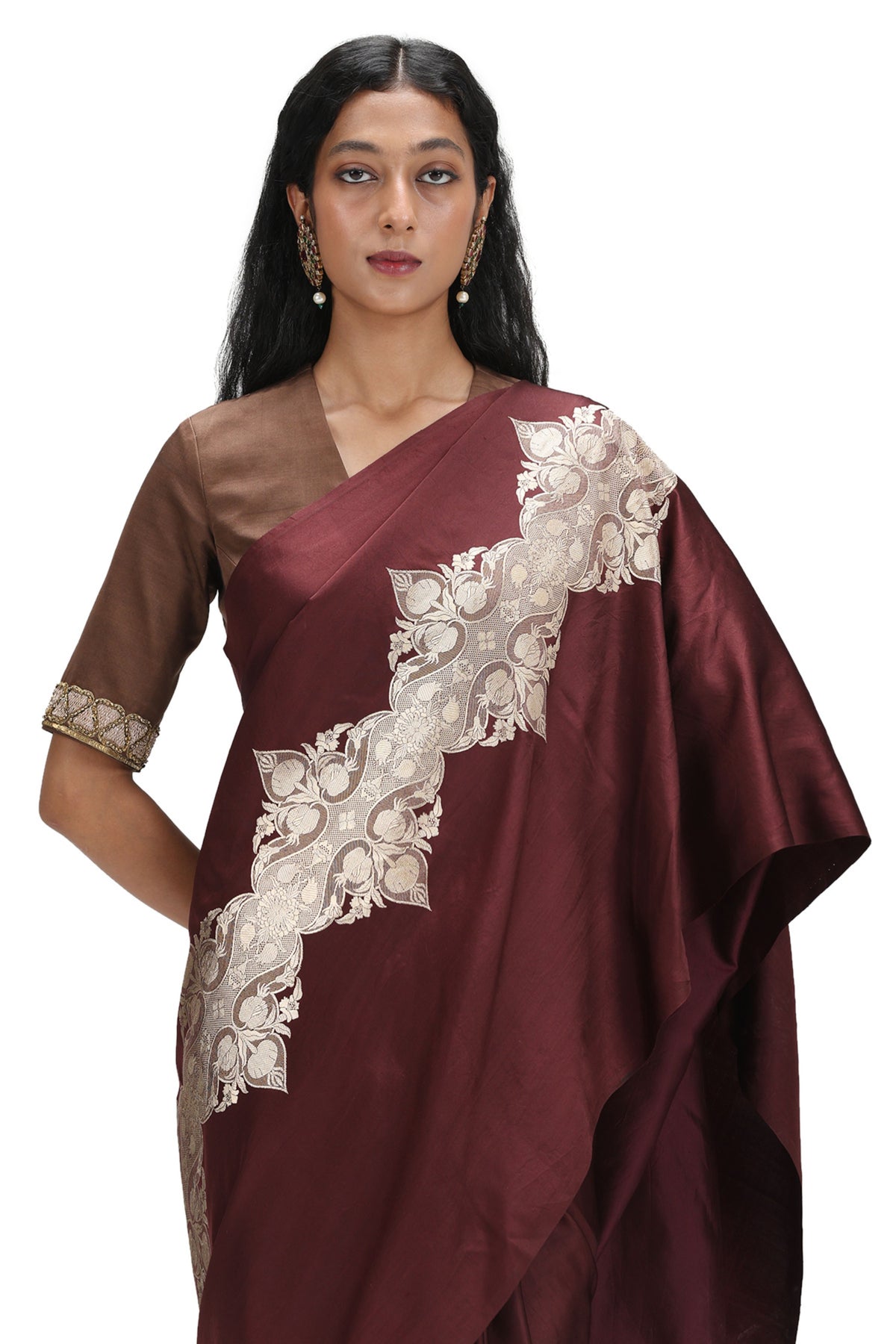 Jyestha Burgundy Saree Set