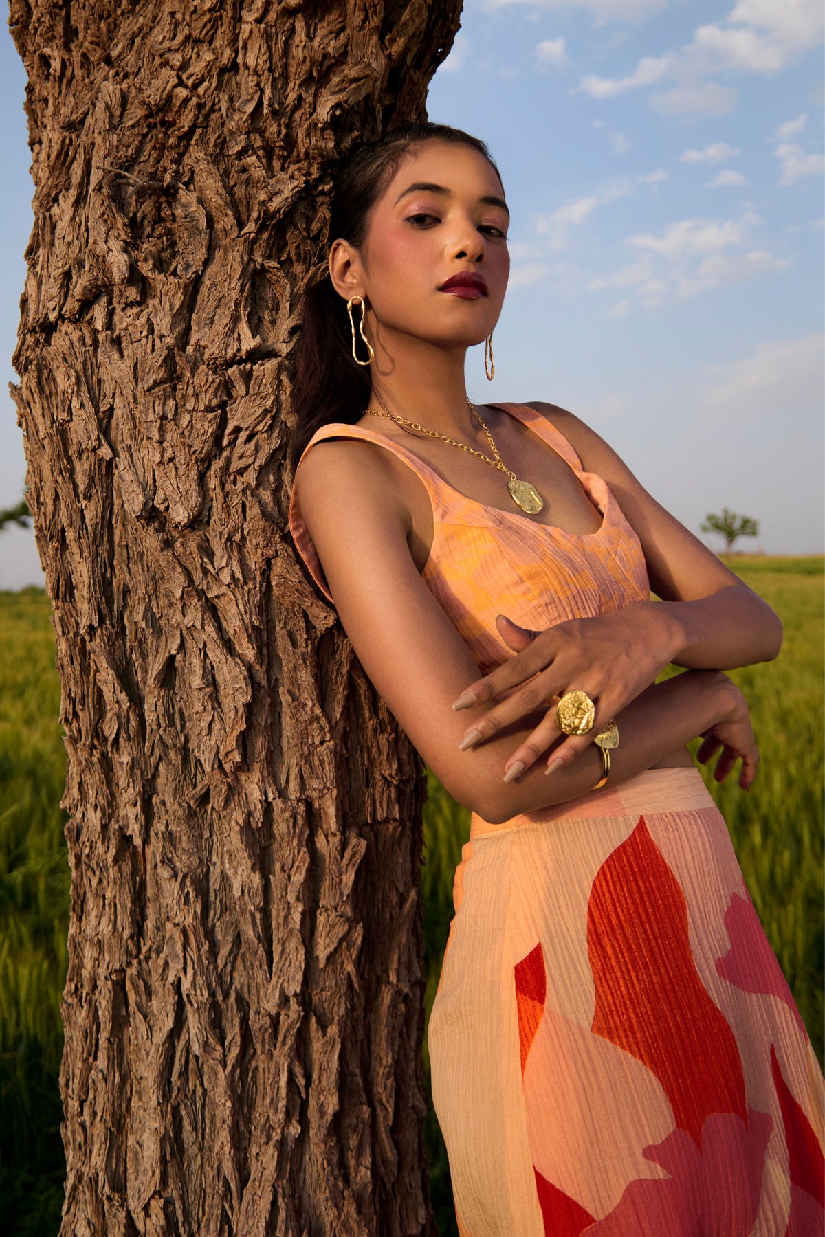 Peach Top and Skirt