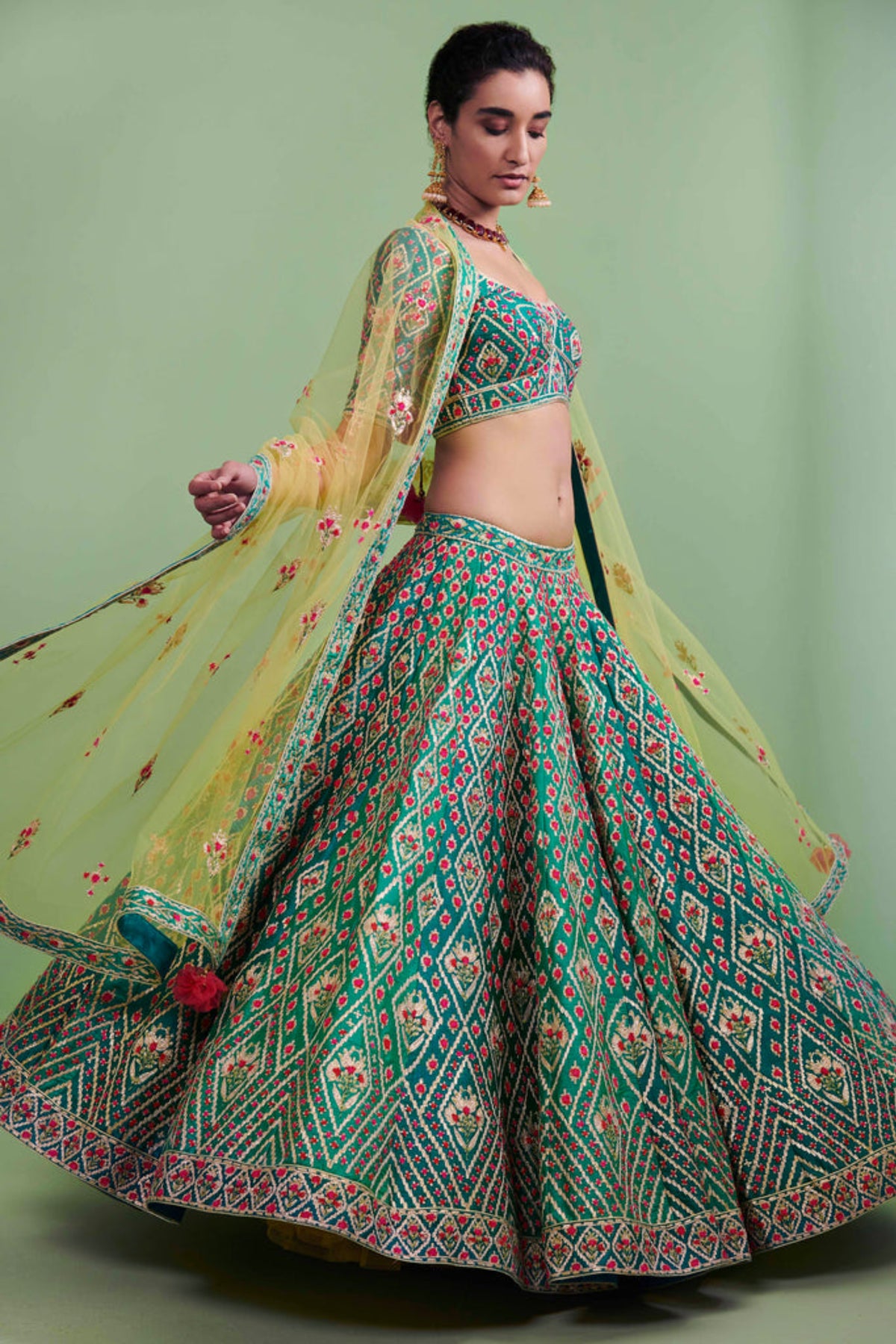 Teal lehenga set