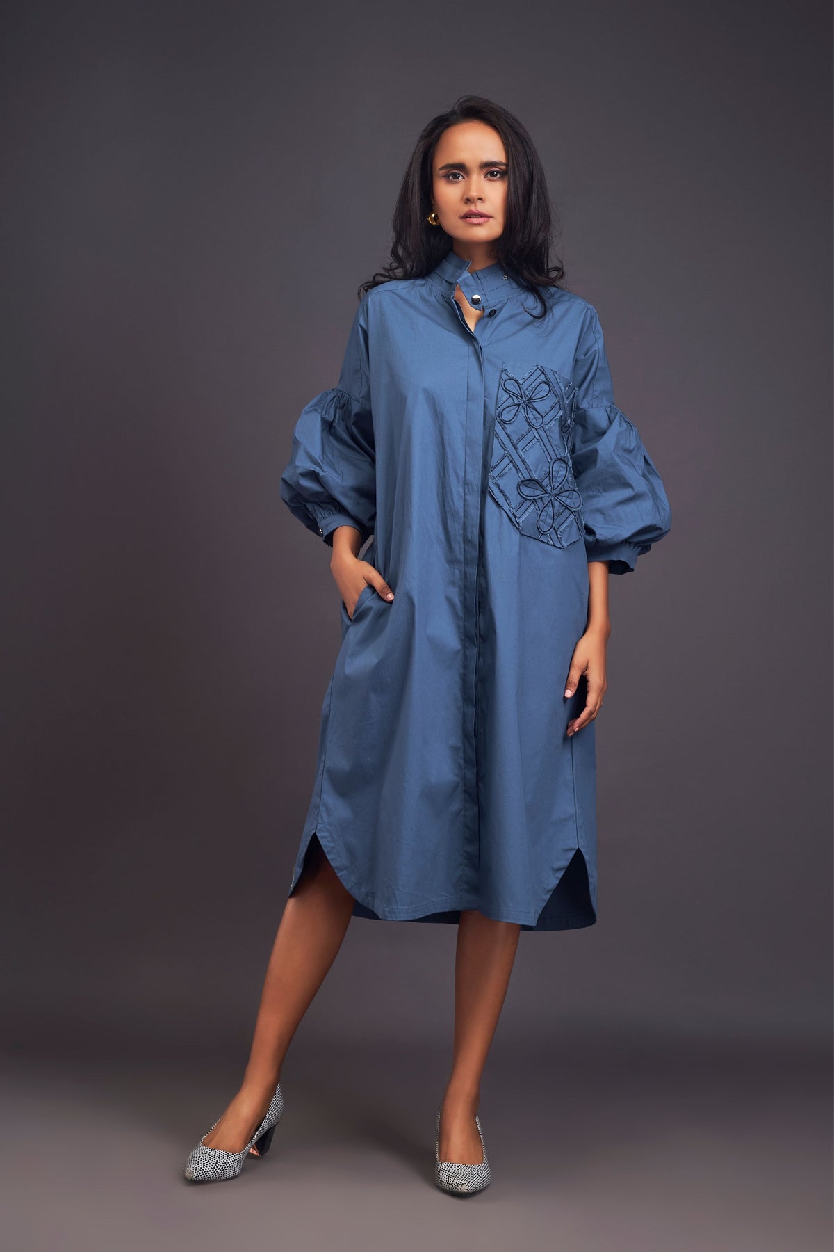 Blue Oversized Shirt Dress