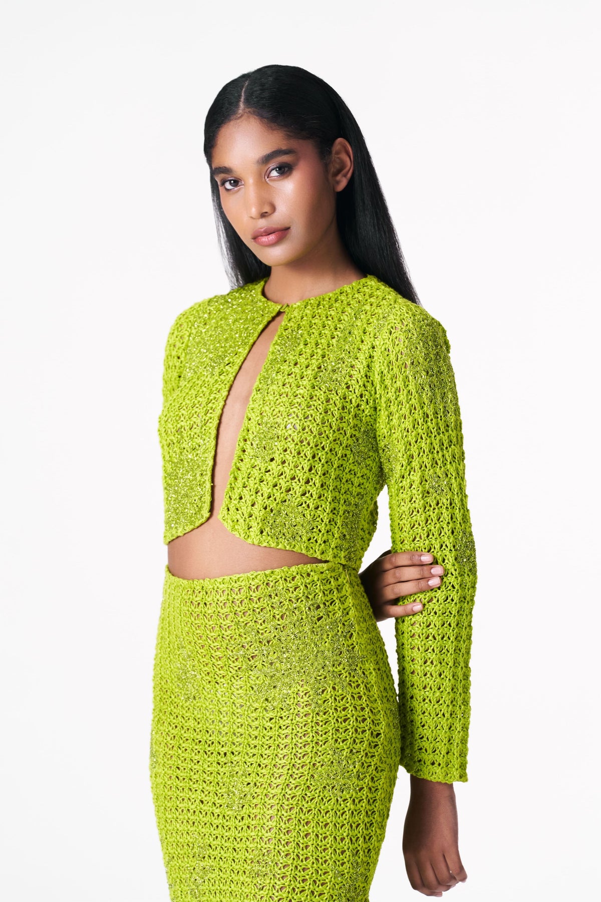 Chartreuse Crocheted Jacket