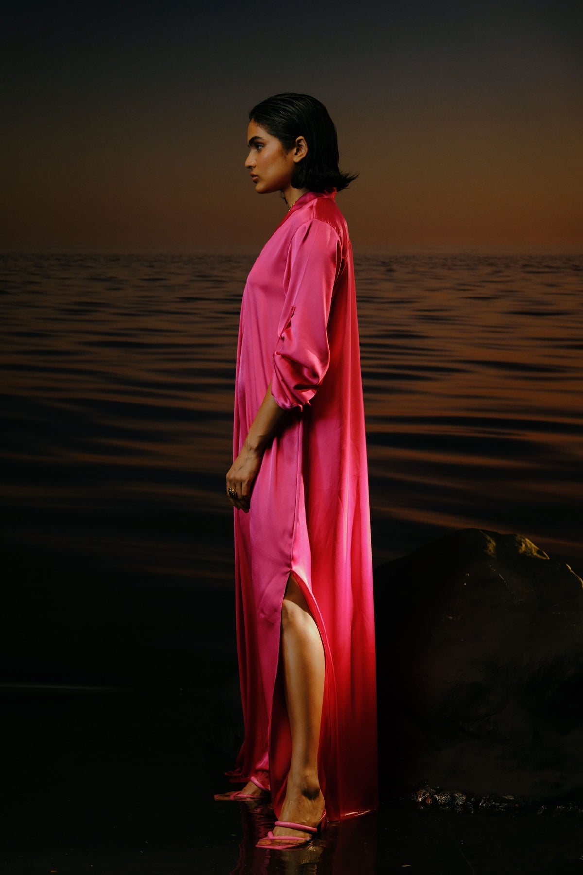 Maya Solid Pink Kaftan