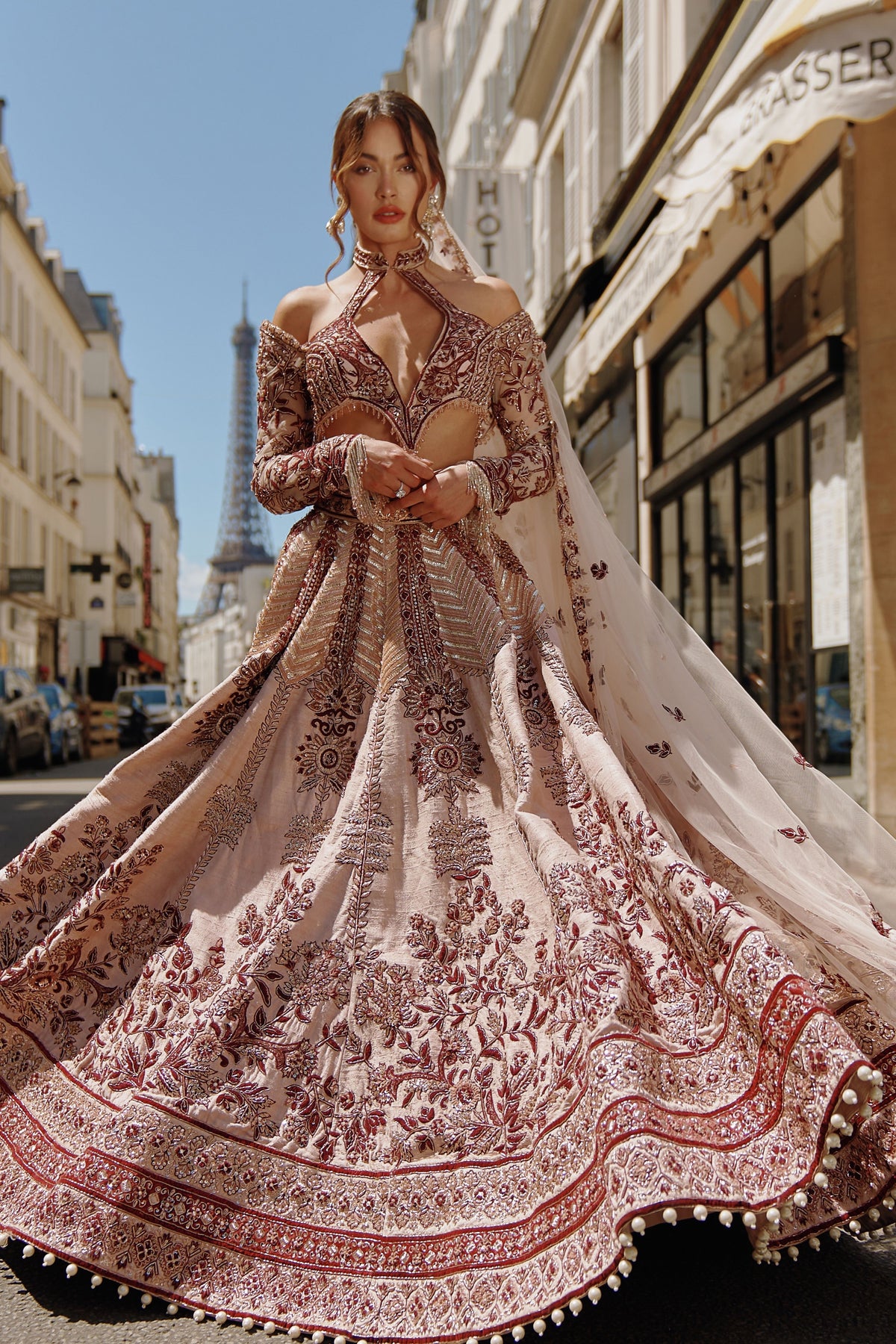 Maroon And Ivory Lehenga set