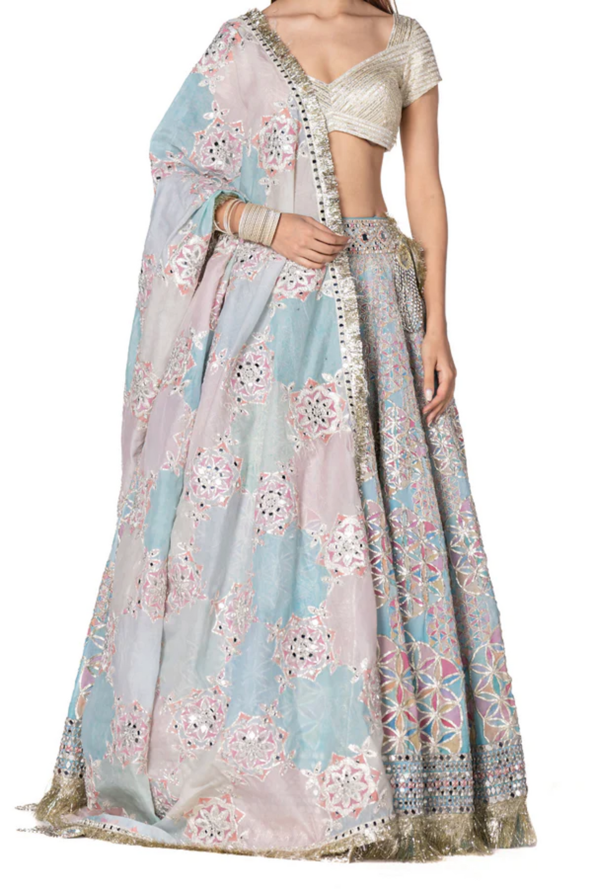 Pastel Coloured Printed Lehenga Set