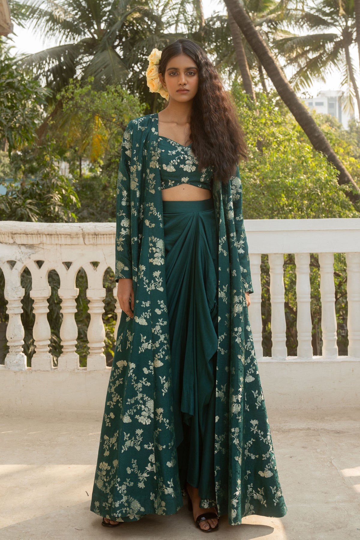 Emerald Green Jaal Jacket Set