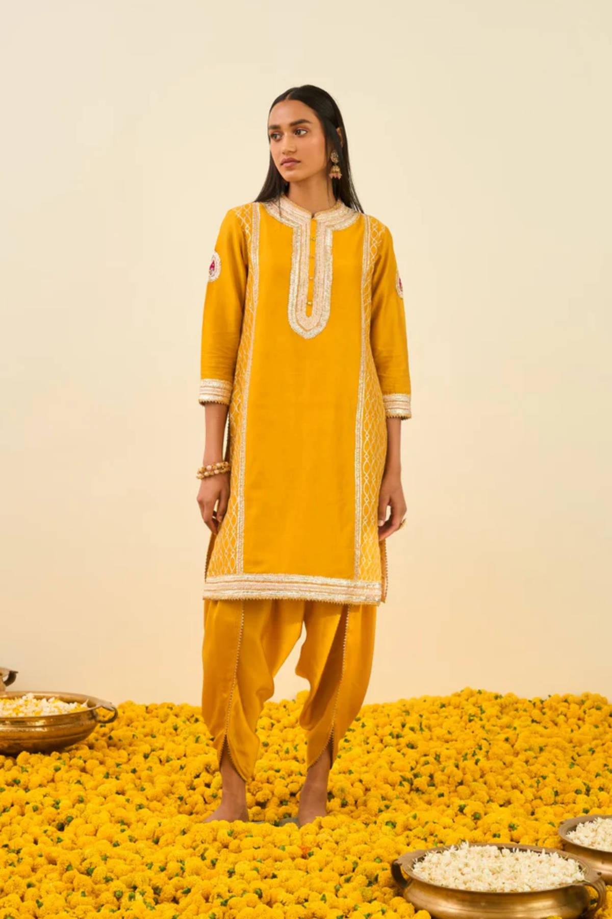 Aliza glaze mustard kurta set