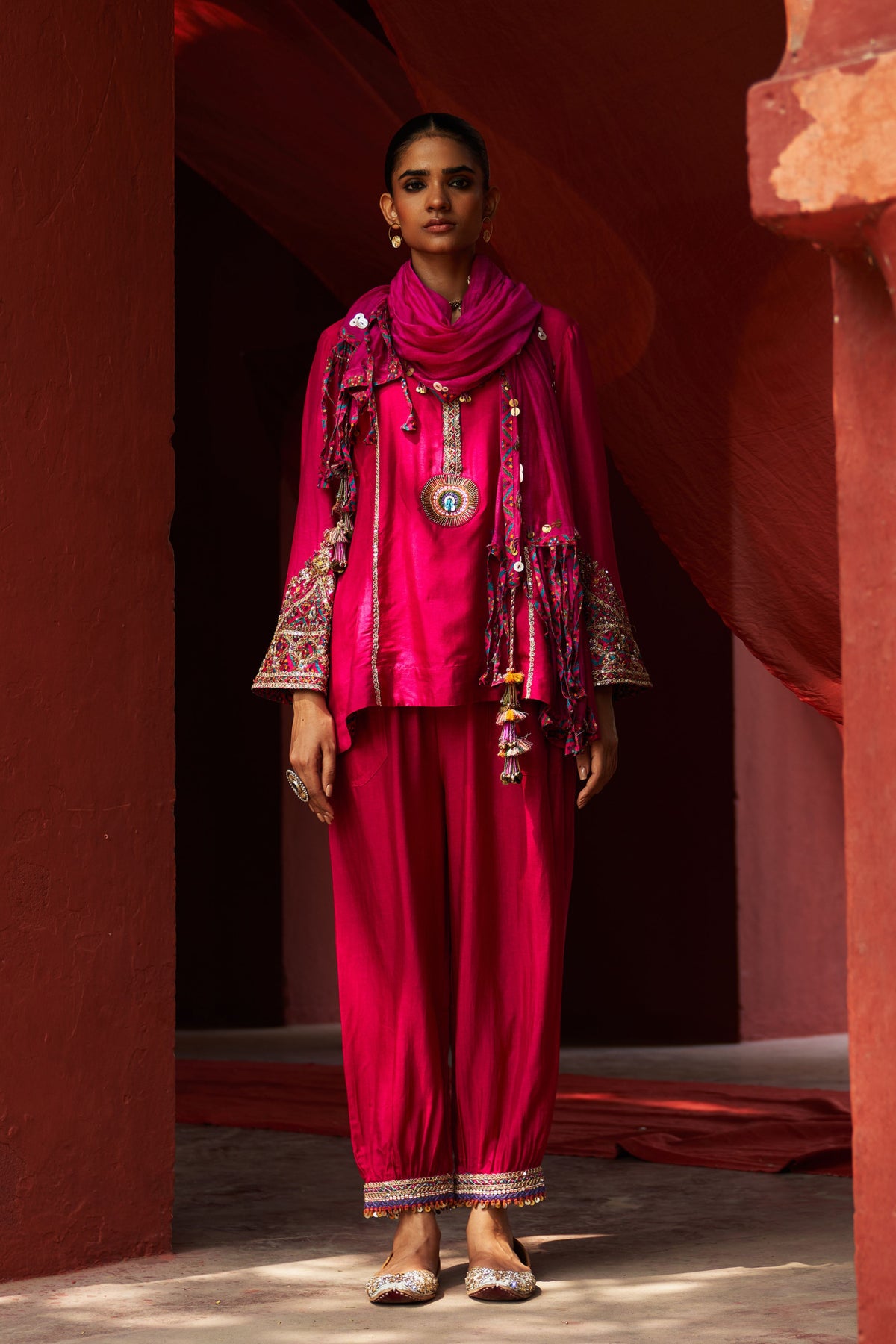 Pink Embroidered Kurta Set