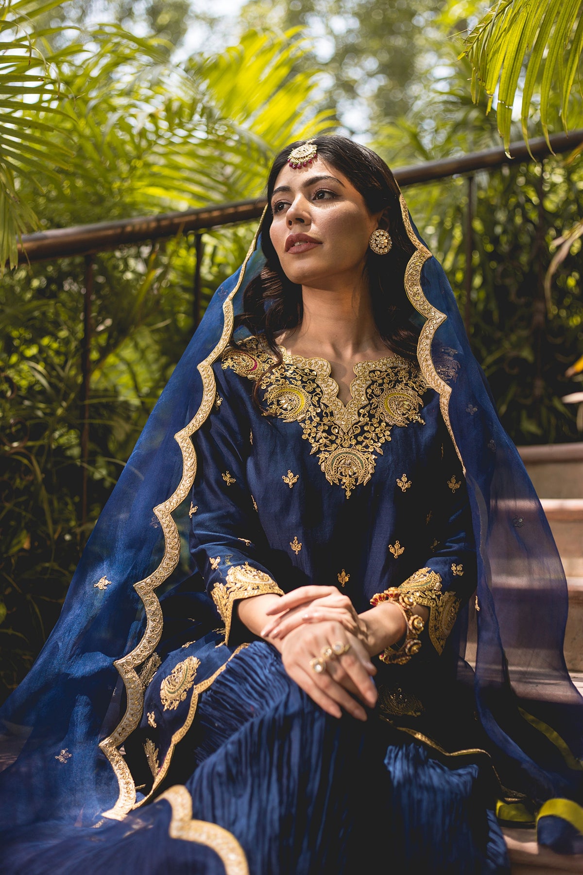 Navy Blue Sharara Set