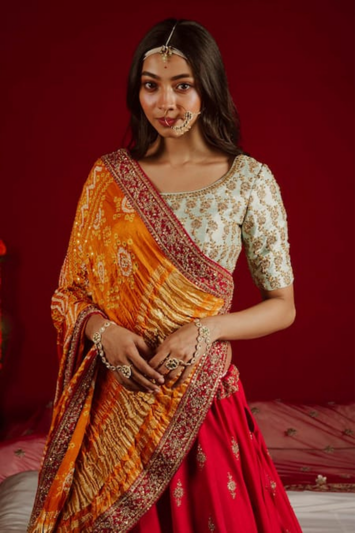 Red Jaipuria Lehenga Set