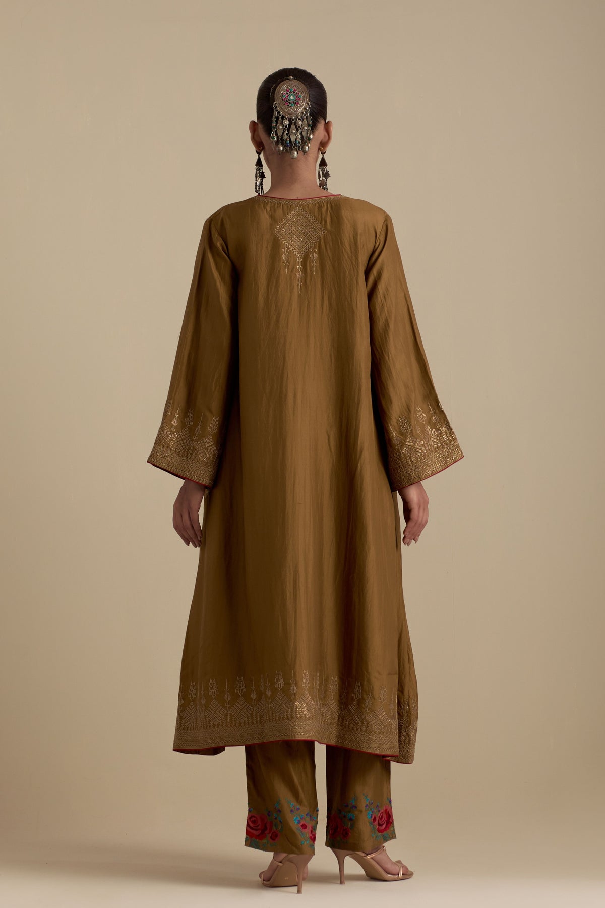 Olive A-line Kurta Set