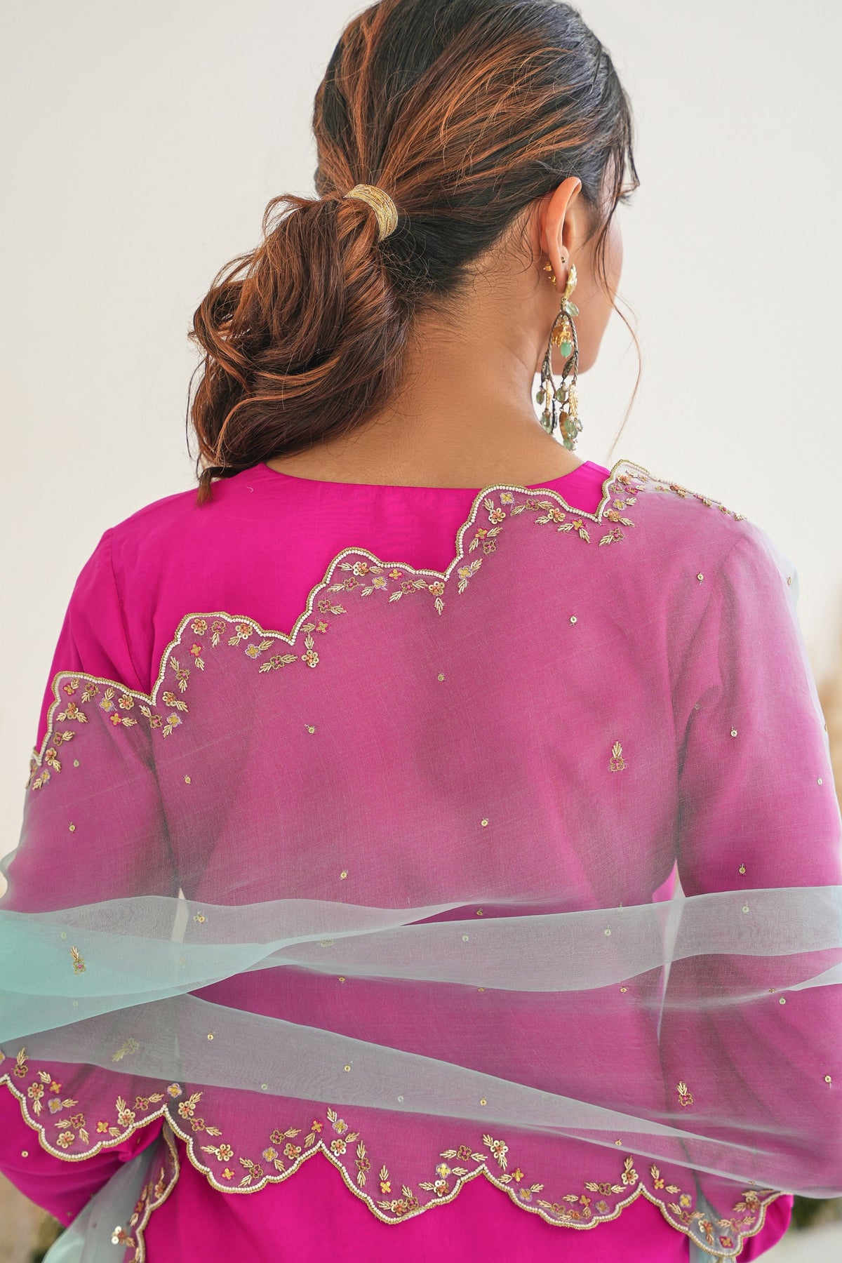 Feeha Sharara Set in Magenta With Dupatta