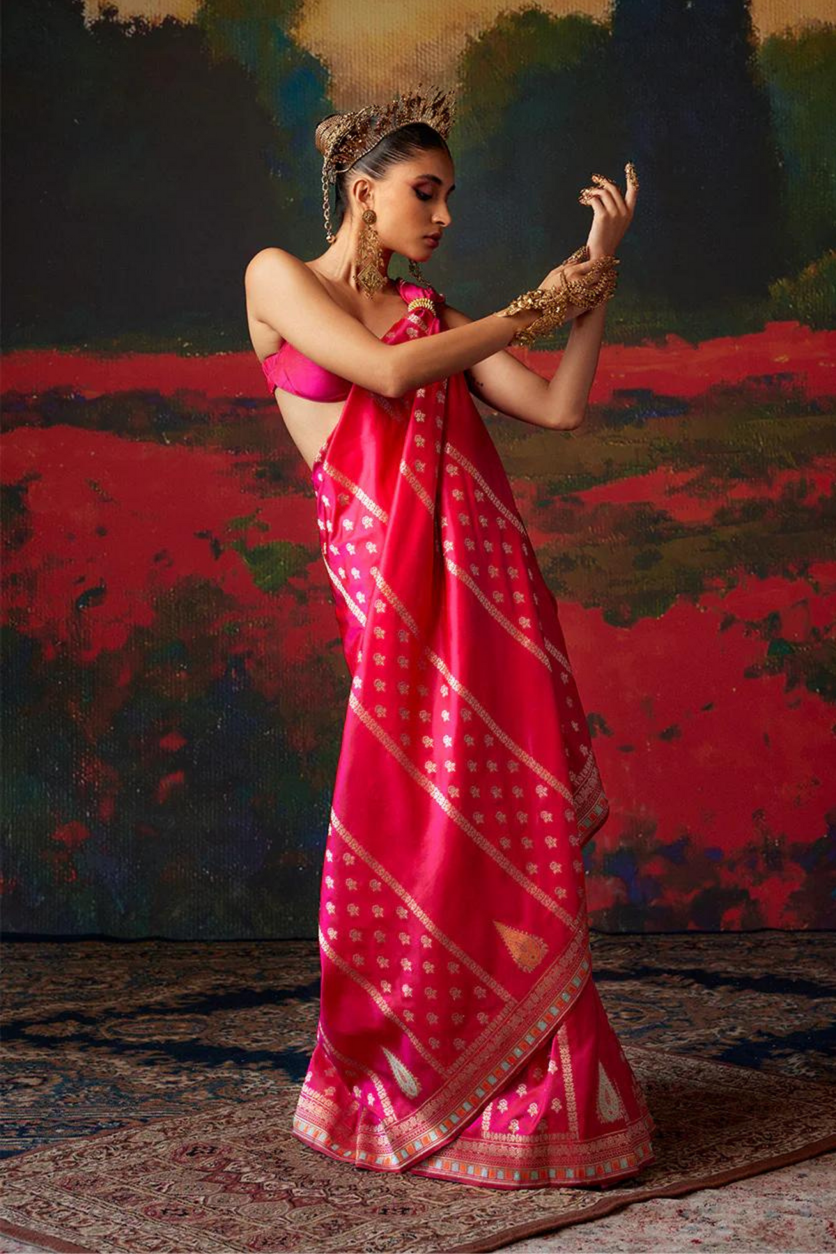Handwoven Pink Silk Saree