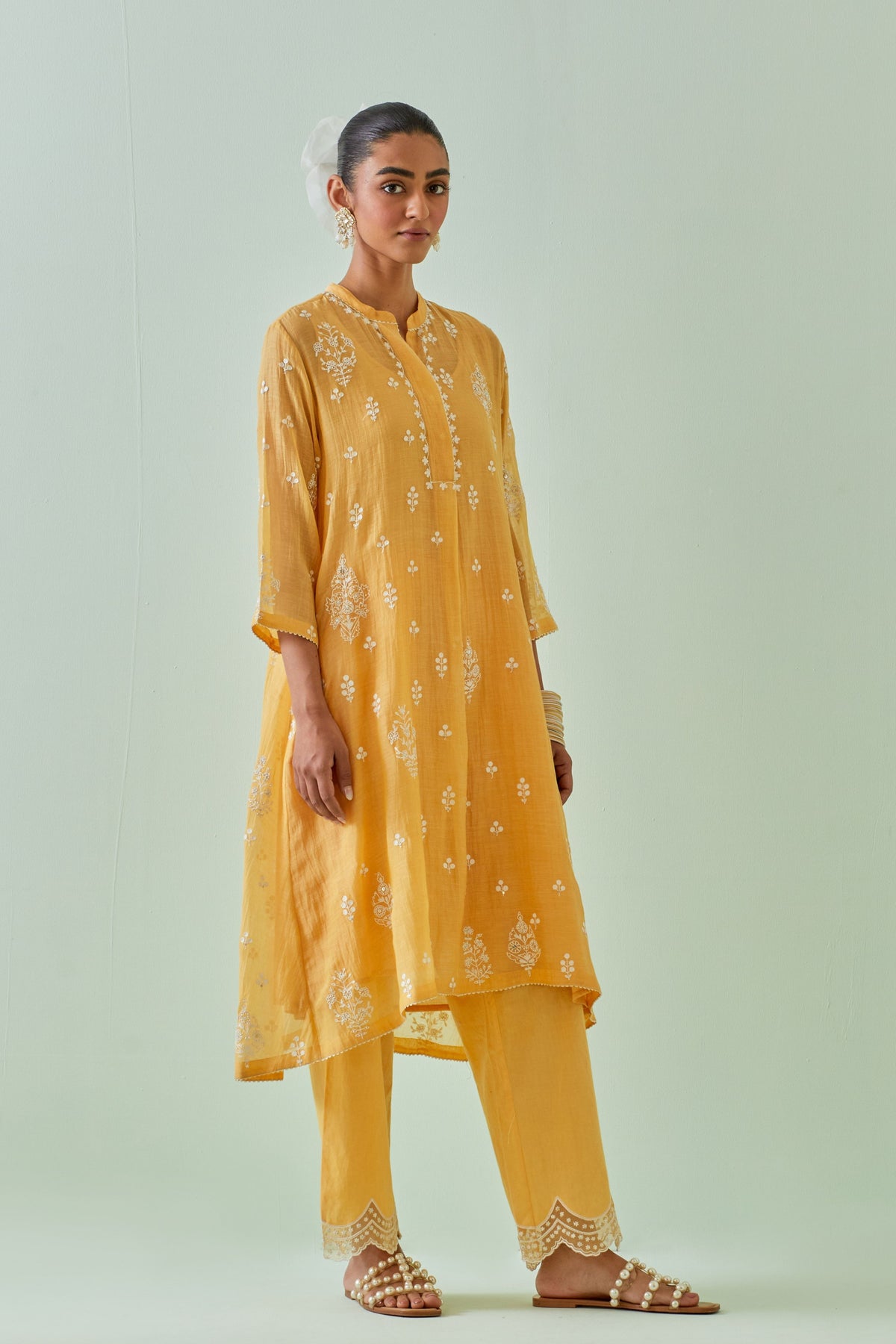 Yellow Dori Embroidery Kurta Set