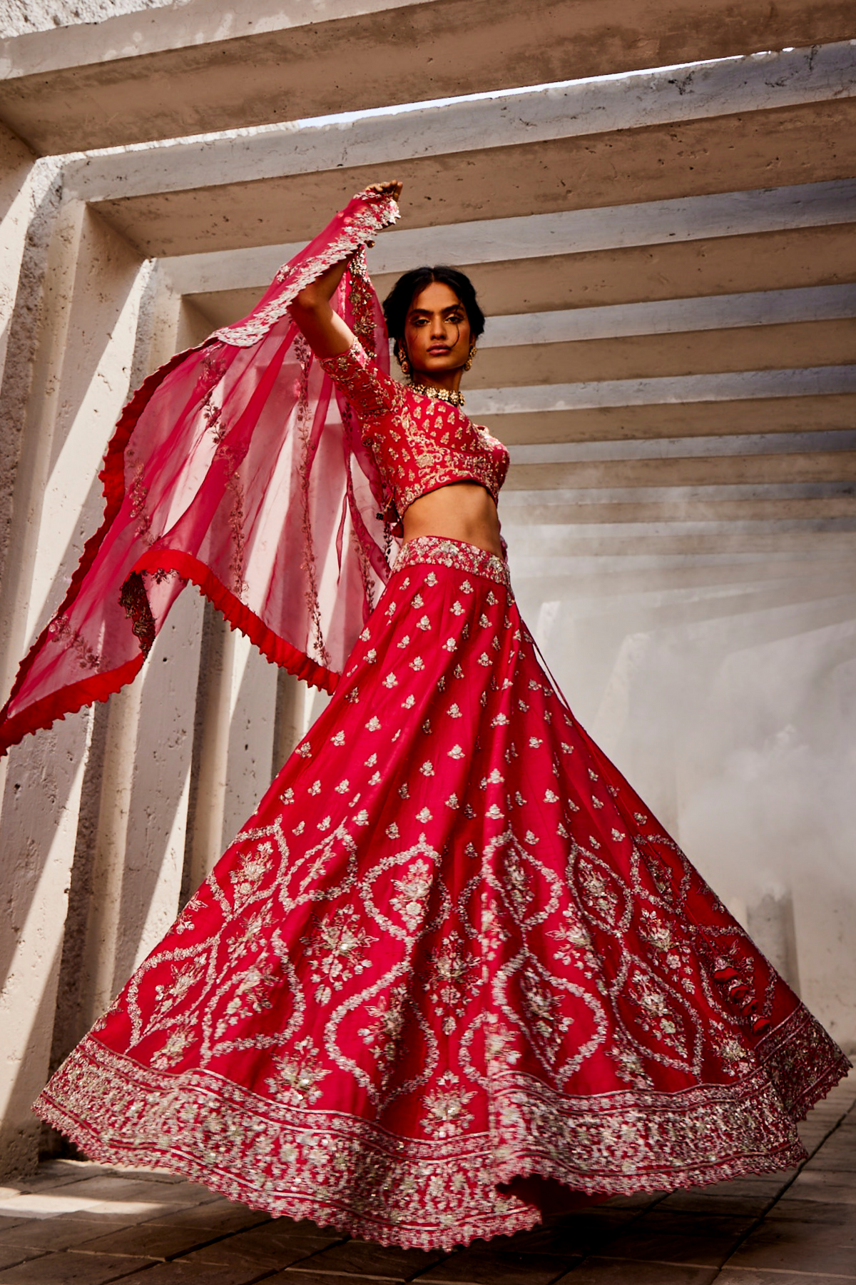 Hot Pink Ogee Motif Lehenga