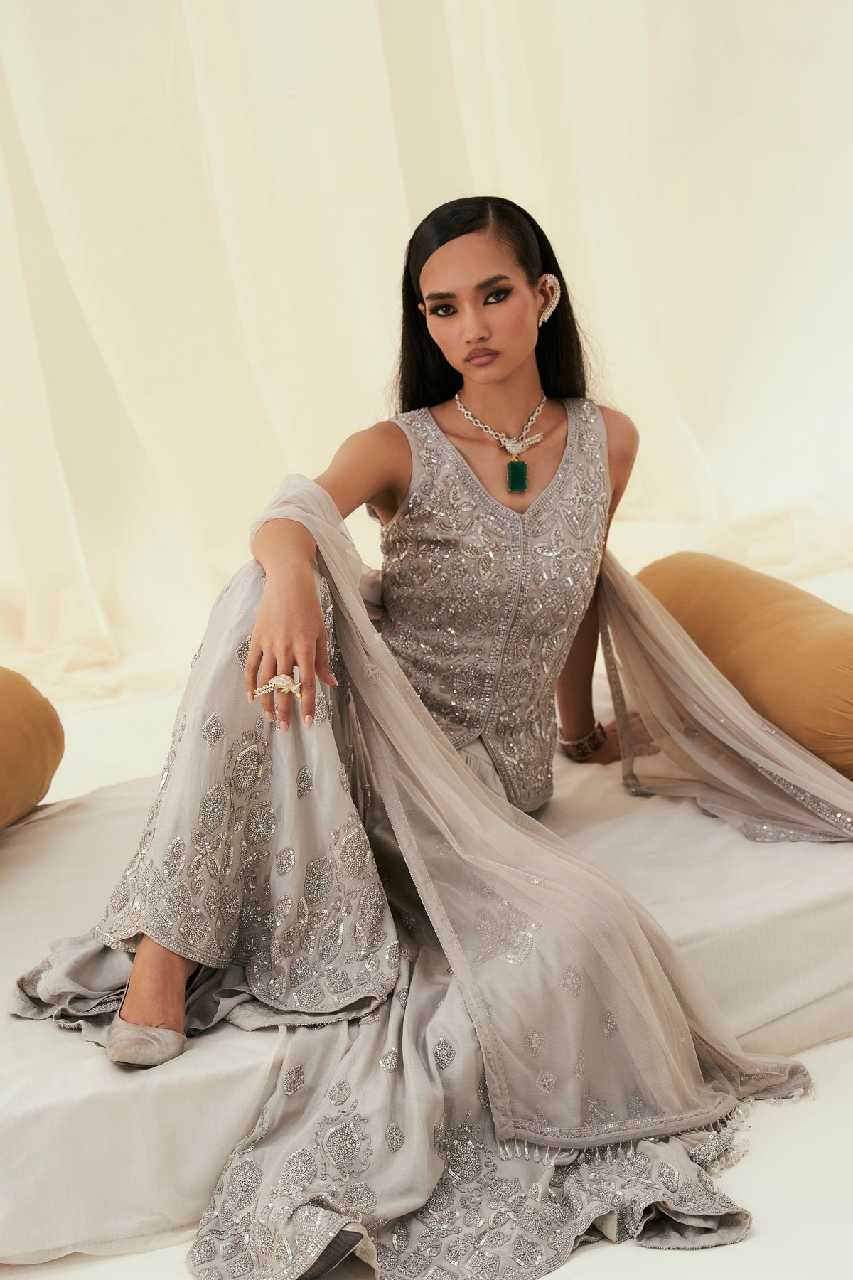 Grey Sufiya Sharara Set