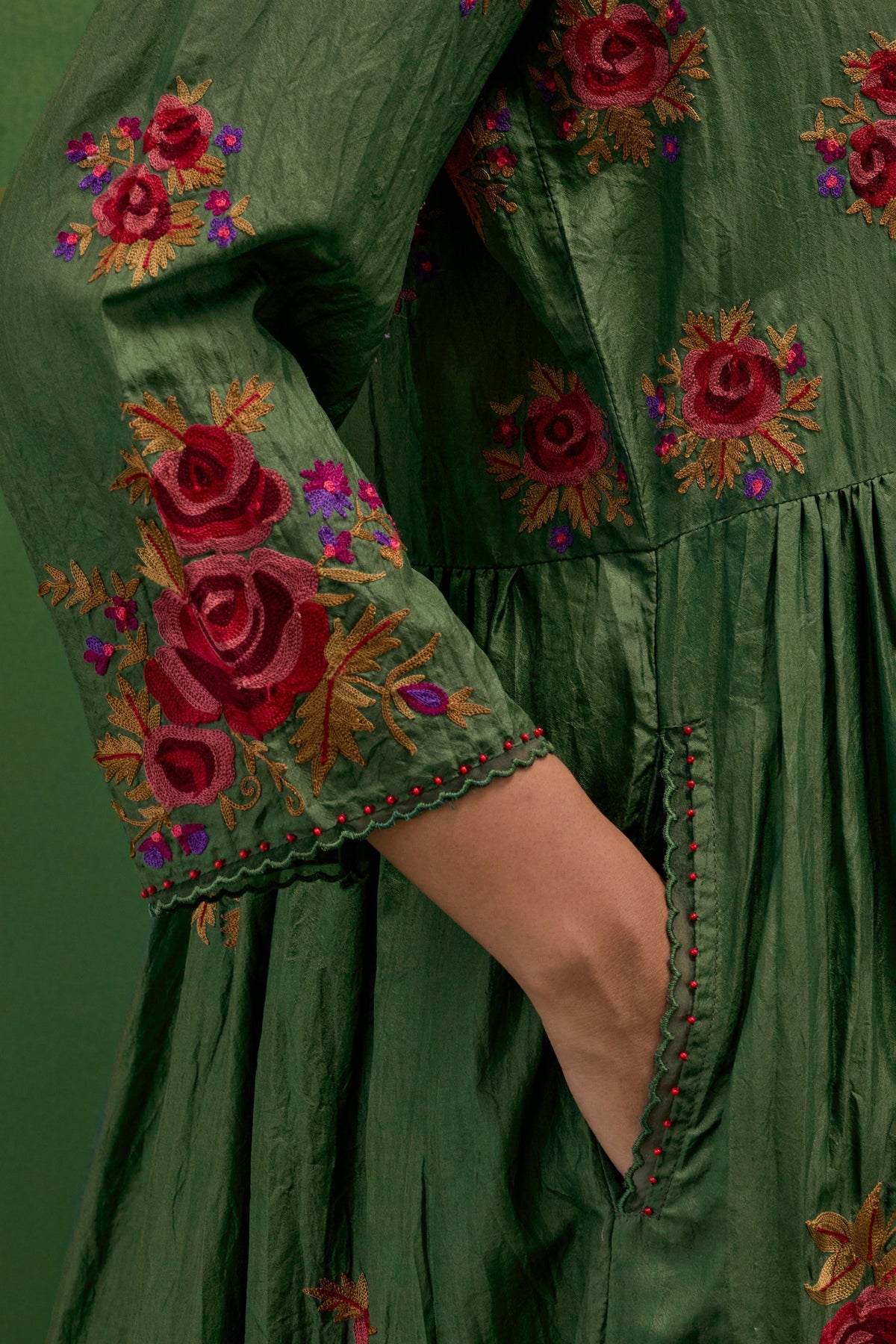 Brunswick Green Floral Kurta Set