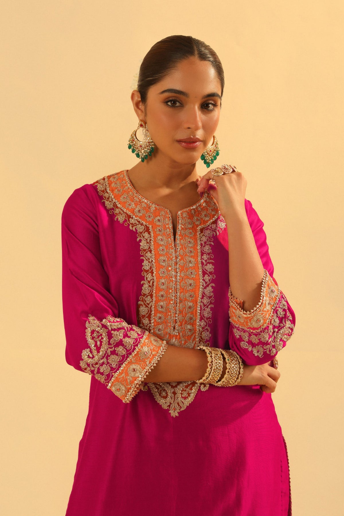 Anjum Short Pink Kurta With Dhoti