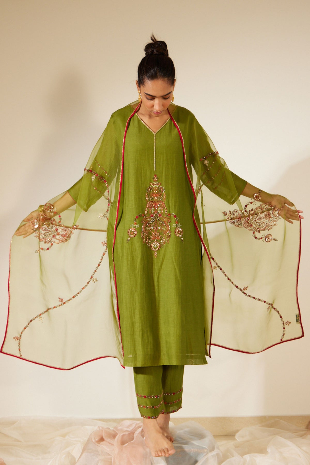 Green Dhuleti Kurta