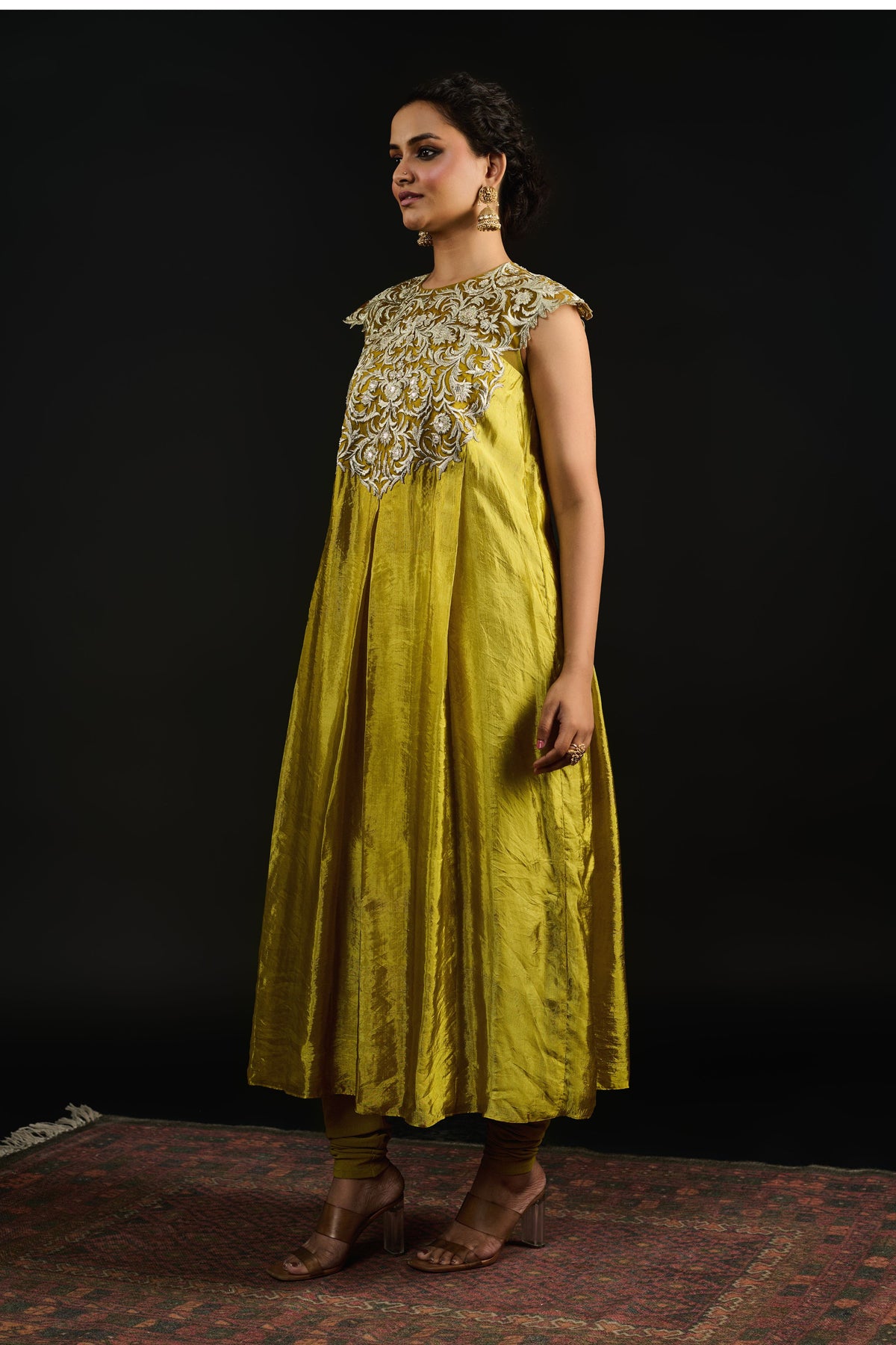 Noura Lime Green Anarkali Set