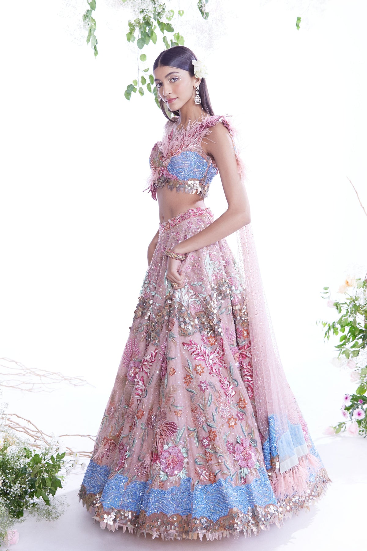 Base Light Peach Lehenga Set