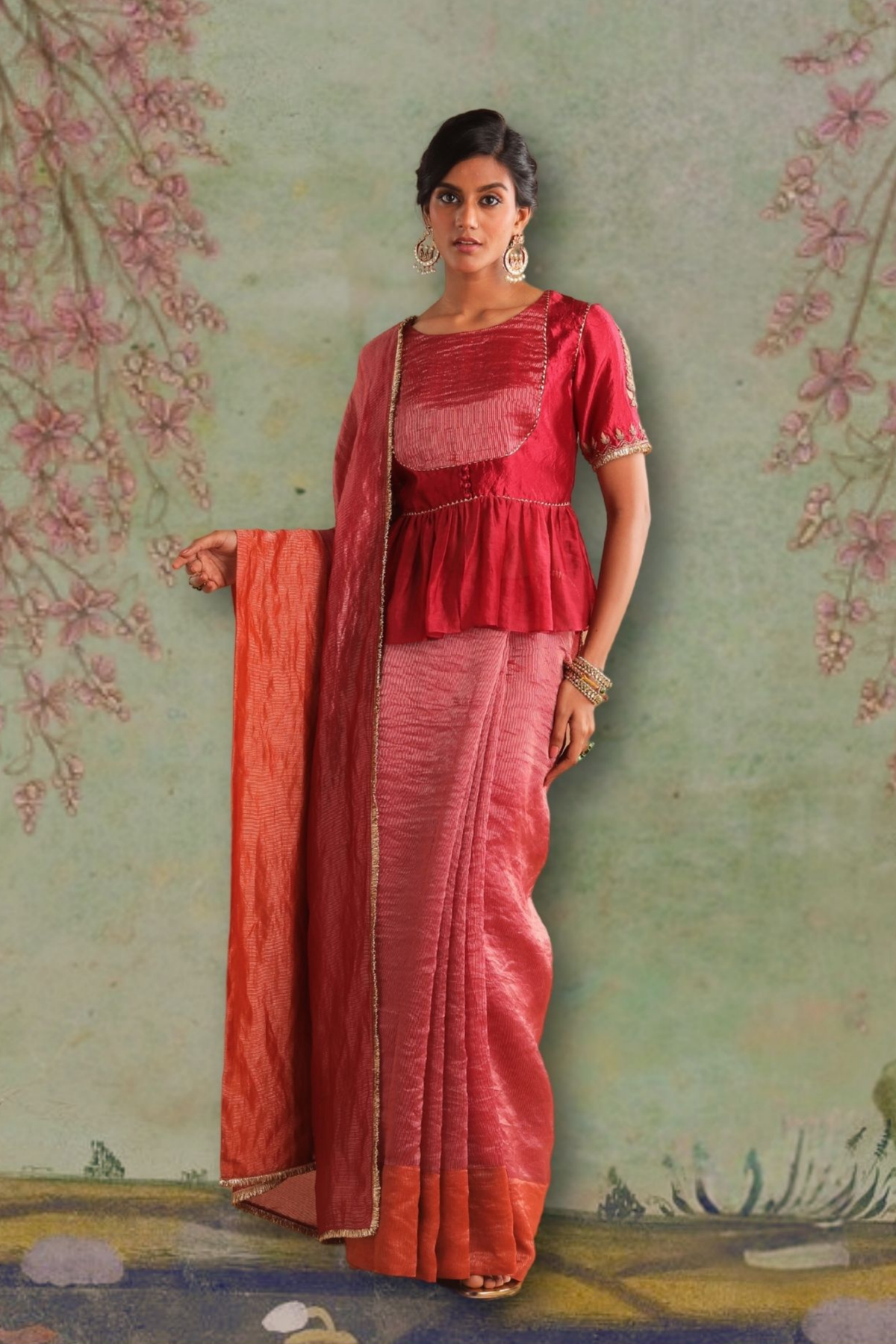 Saree With Matka Yoke Silk Choli