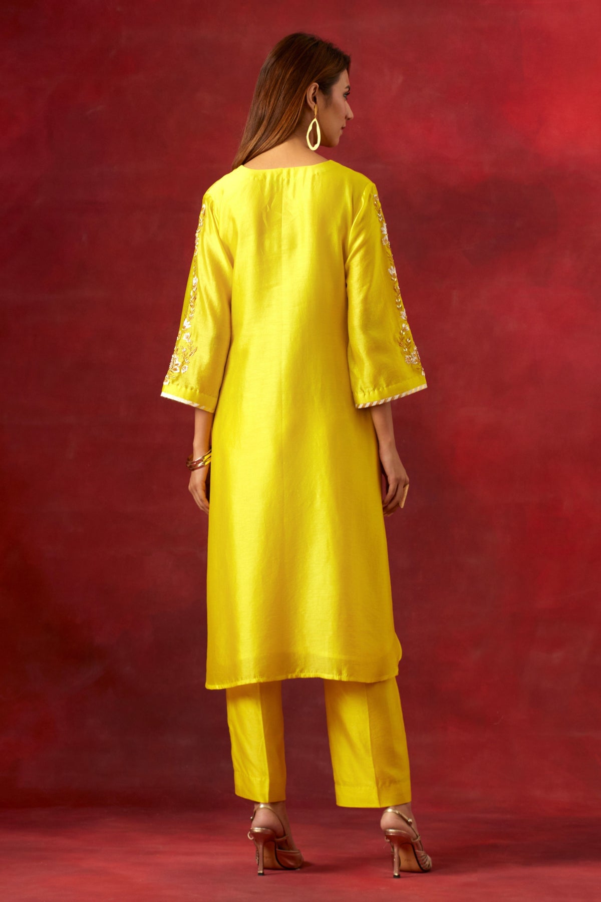 Yellow Round Hem Kurta Set