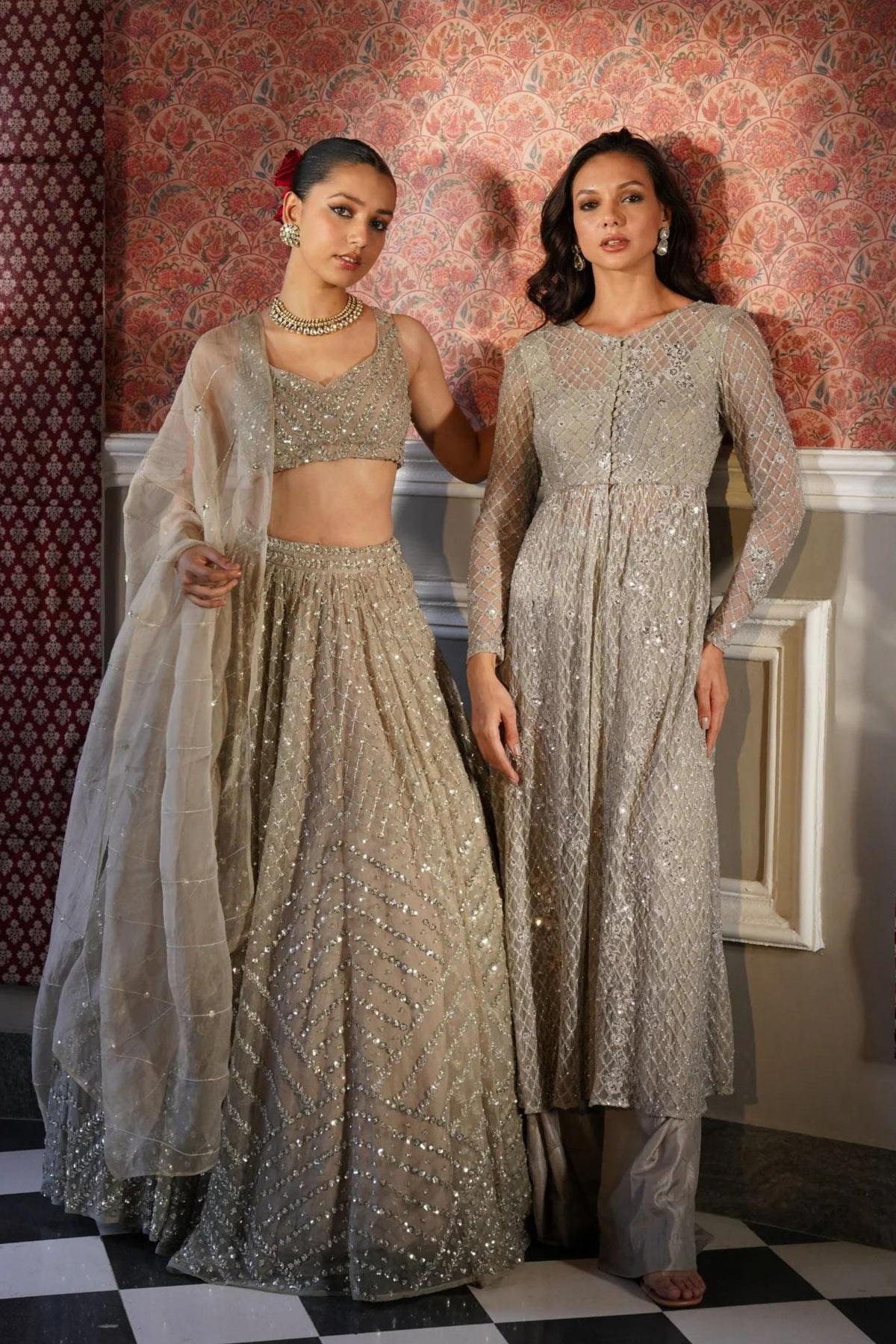 Grey Heavy Work Lehenga Set