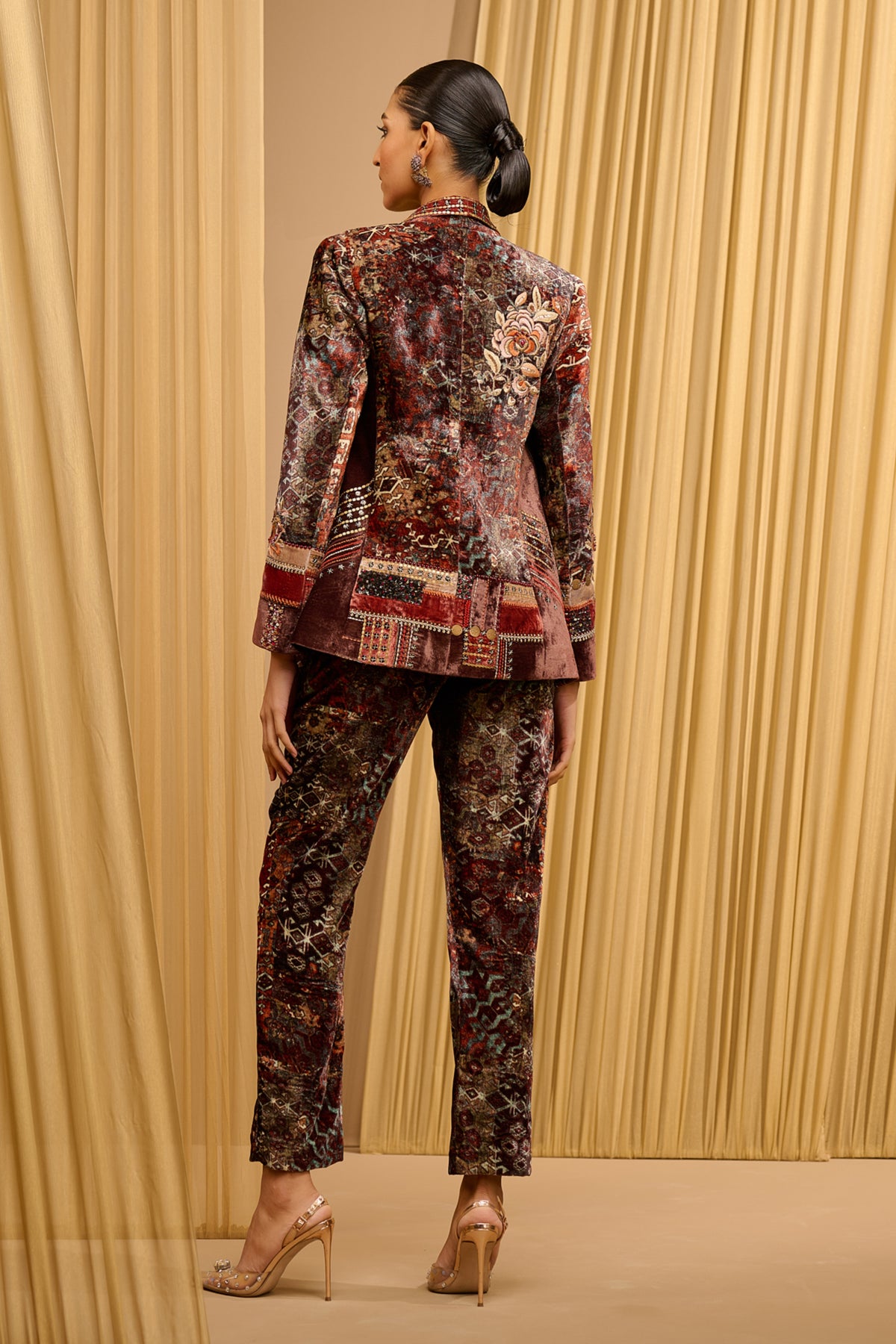 Printed Brown Jacket Set