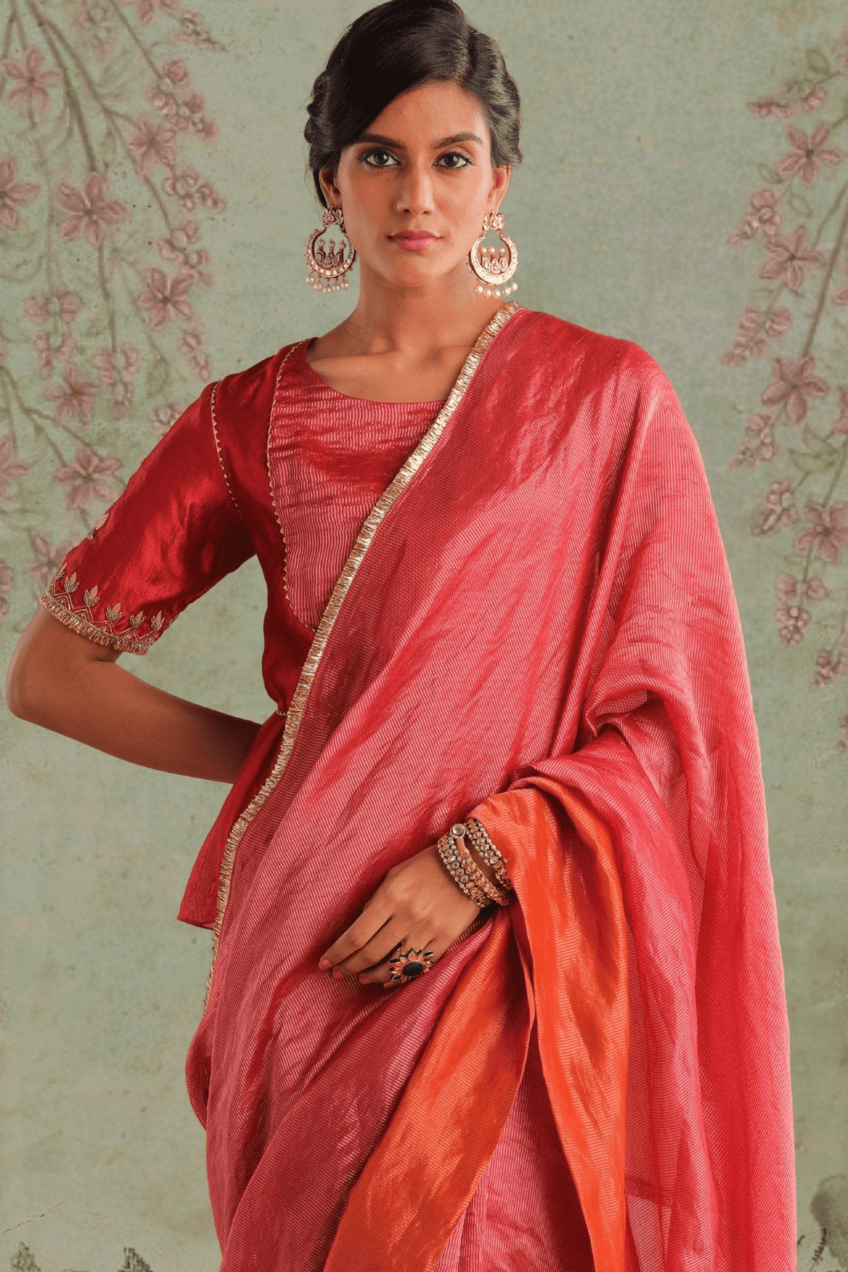 Saree With Matka Yoke Silk Choli