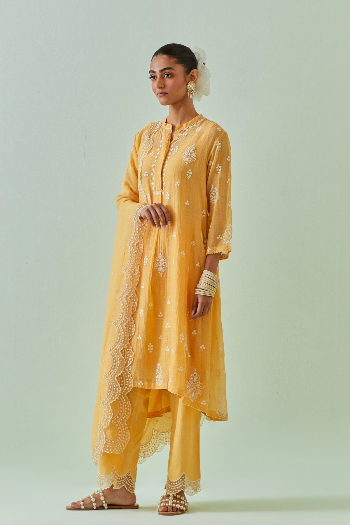 Yellow Dori Embroidery Kurta Set