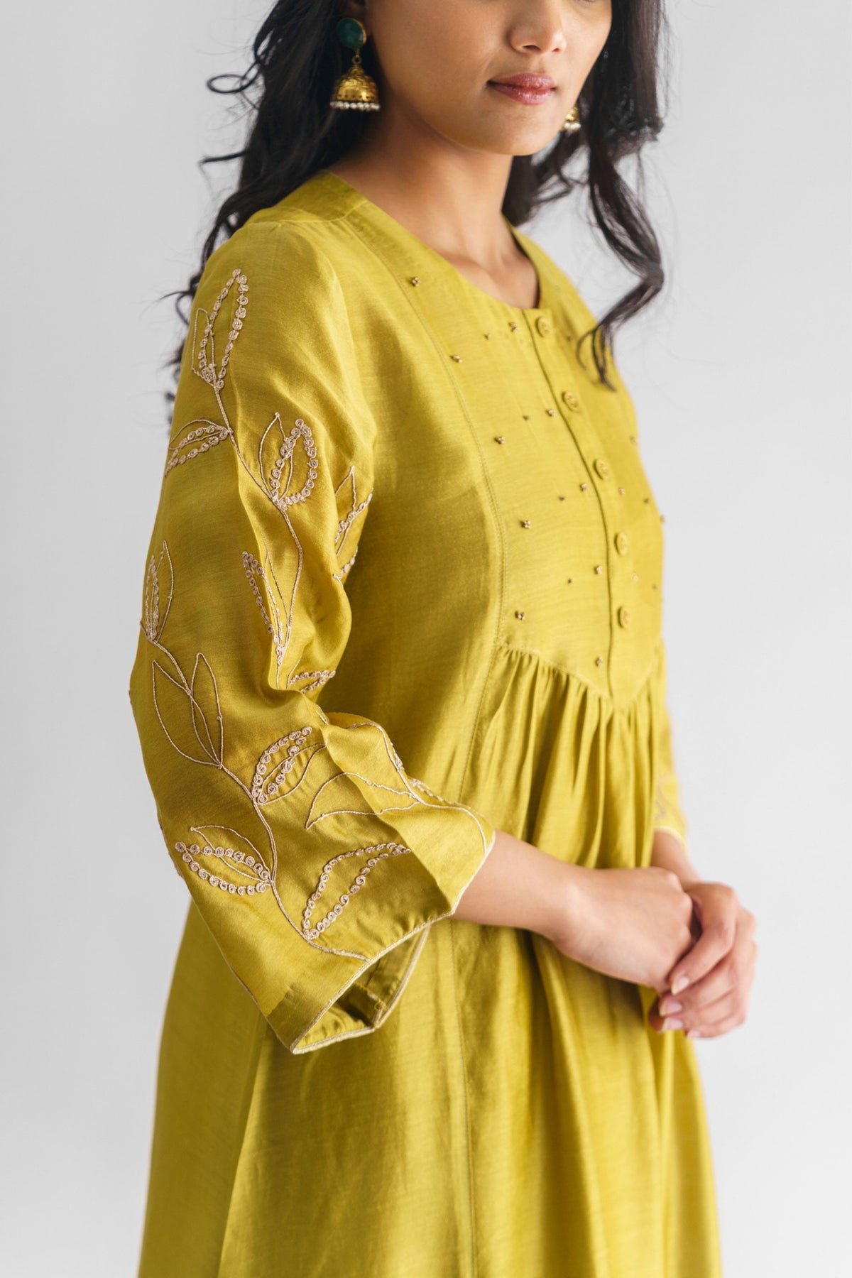 Lime Green Dori Chanderi Silk Kurta