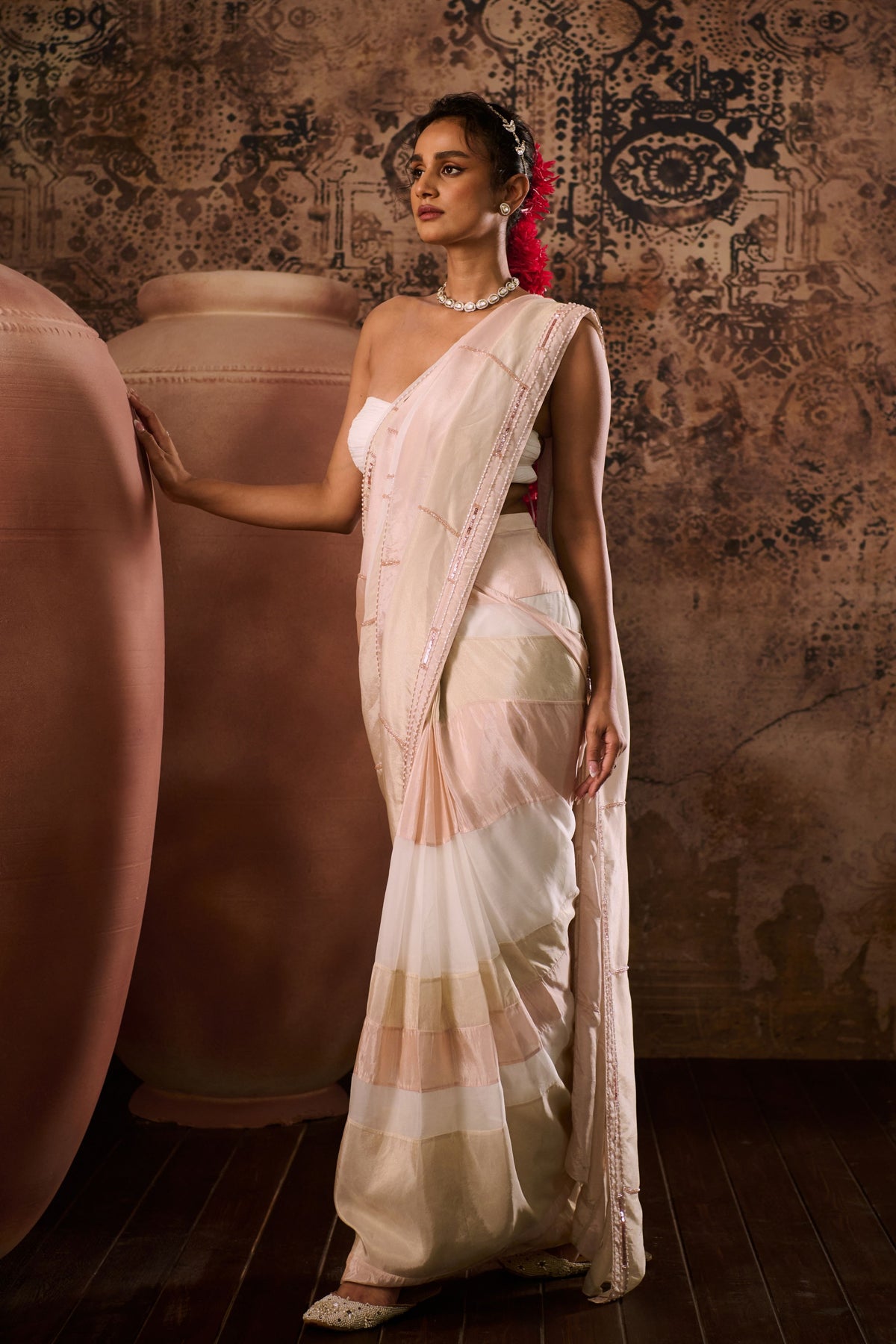 White Embroidered Saree