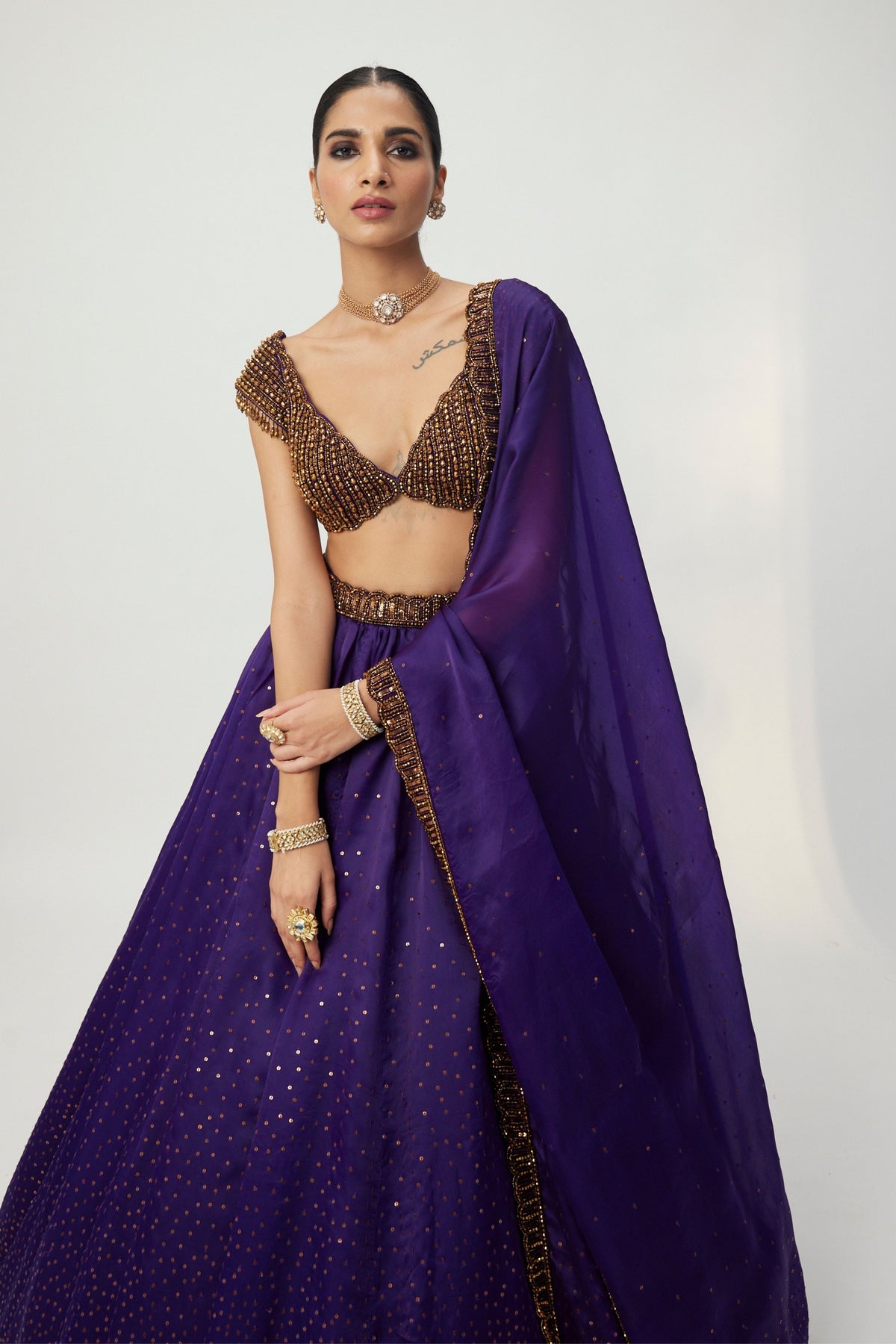 Royalty Purple Scattered Lehenga Set