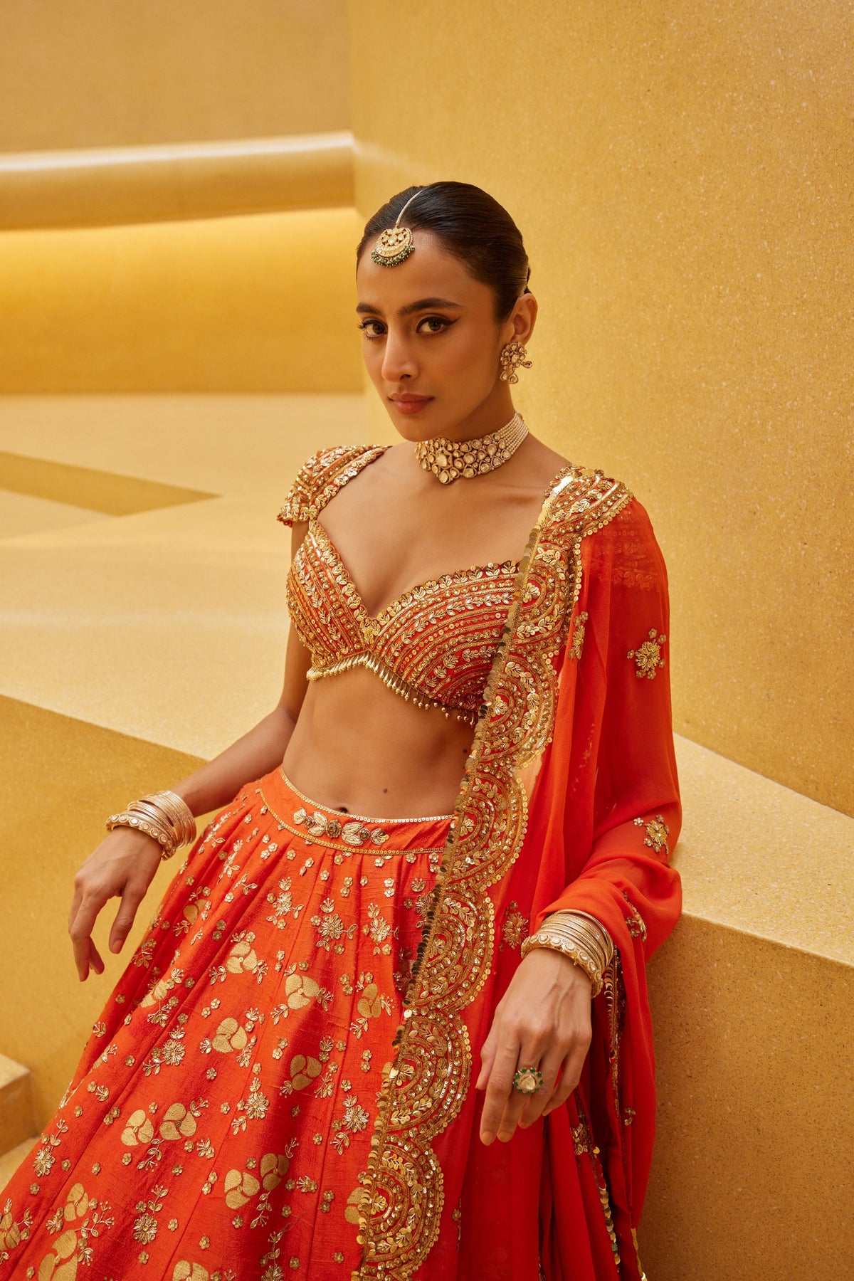 Orange Lehenga Set