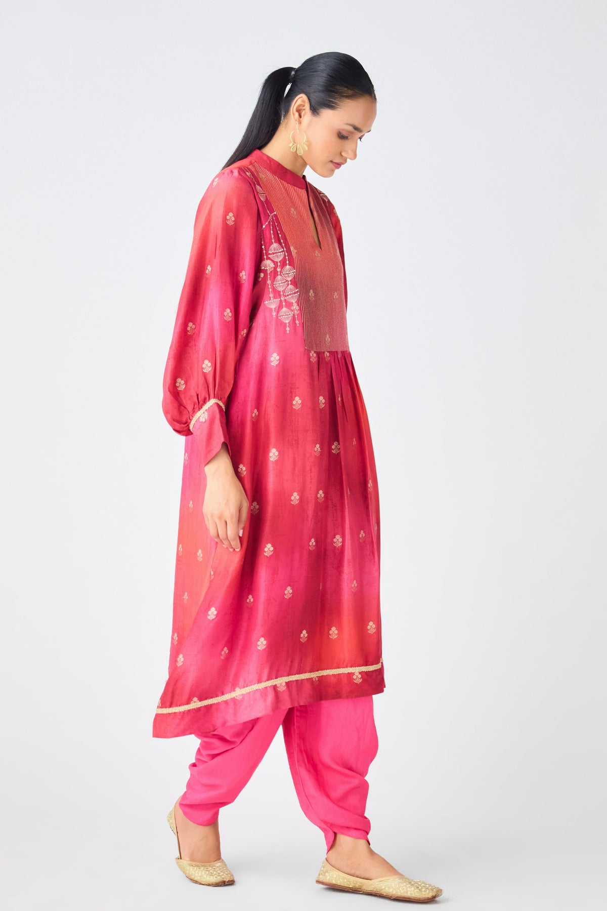 Rust Banarasi Silk Tunic Set