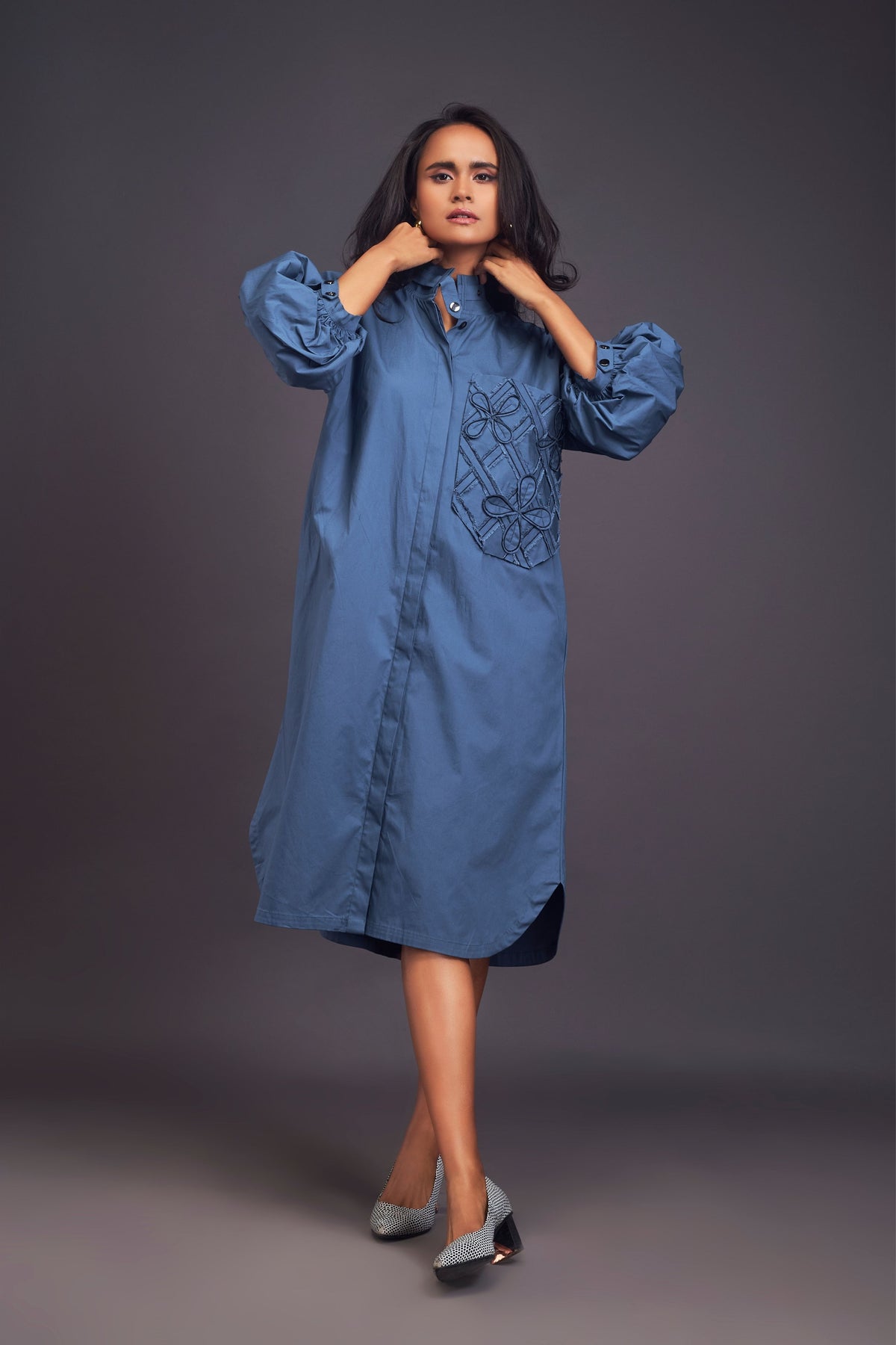 Blue Oversized Shirt Dress