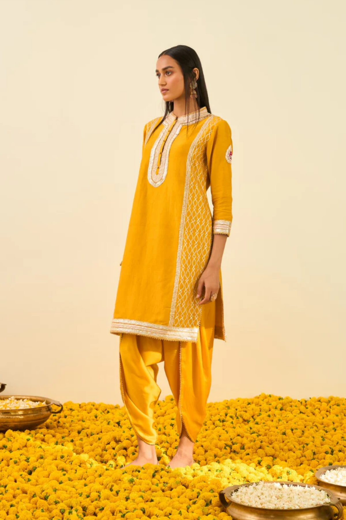 Aliza glaze mustard kurta set