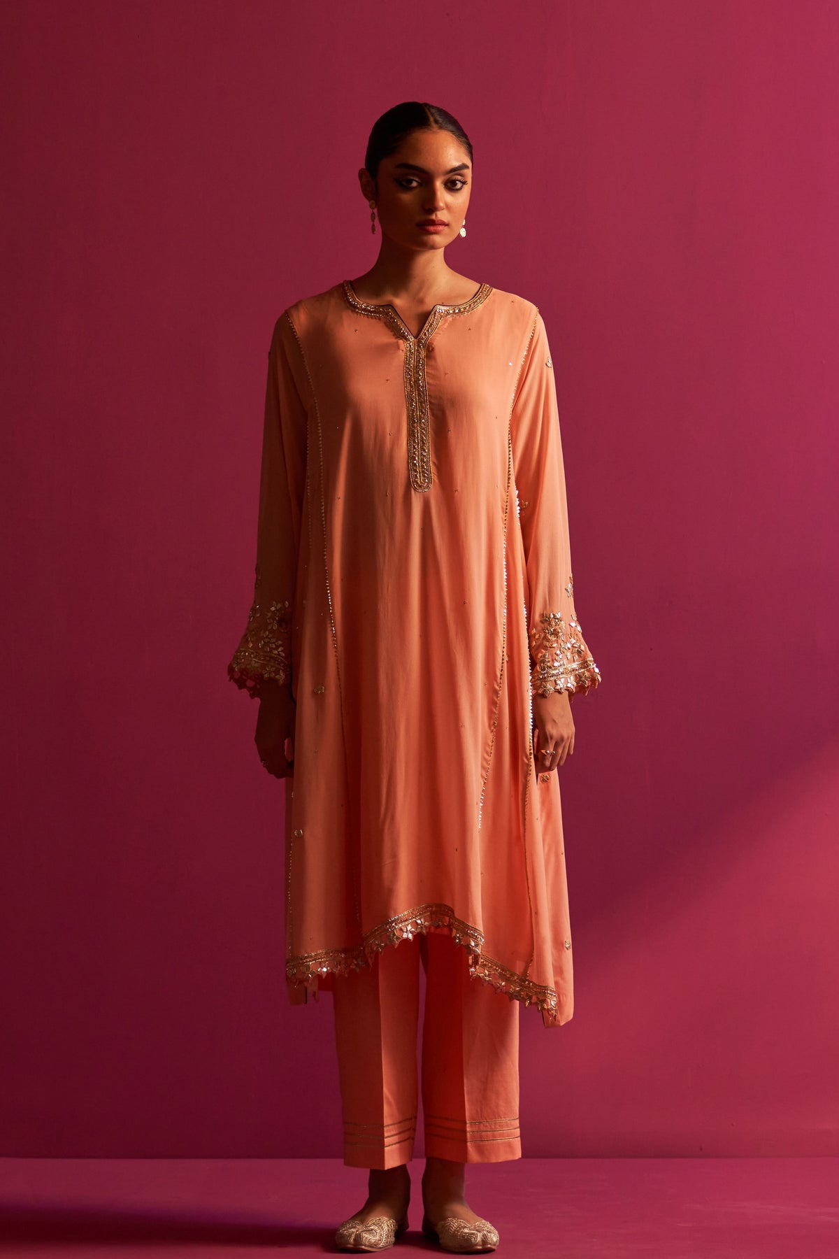 Peach Falak Kurta Set