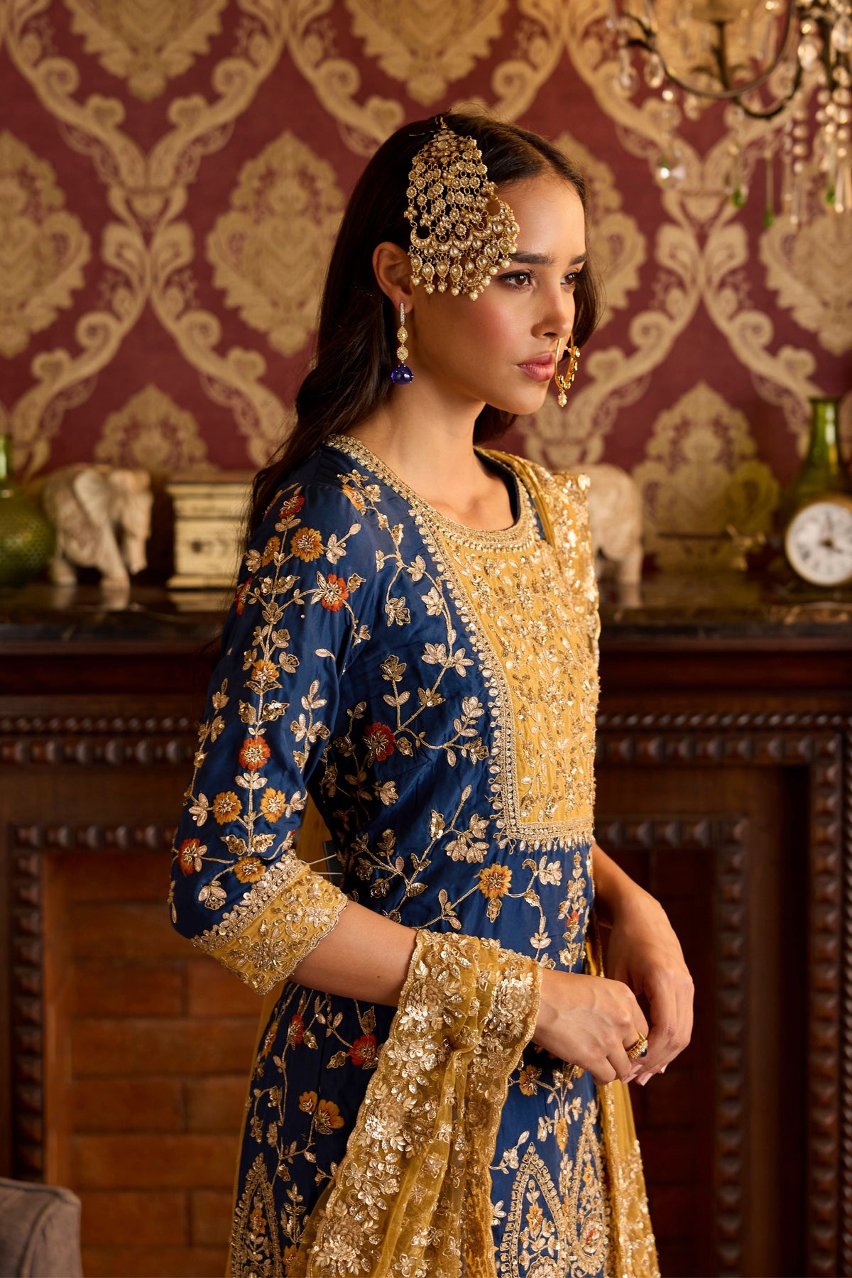 Blue and Ochre Sharara Set