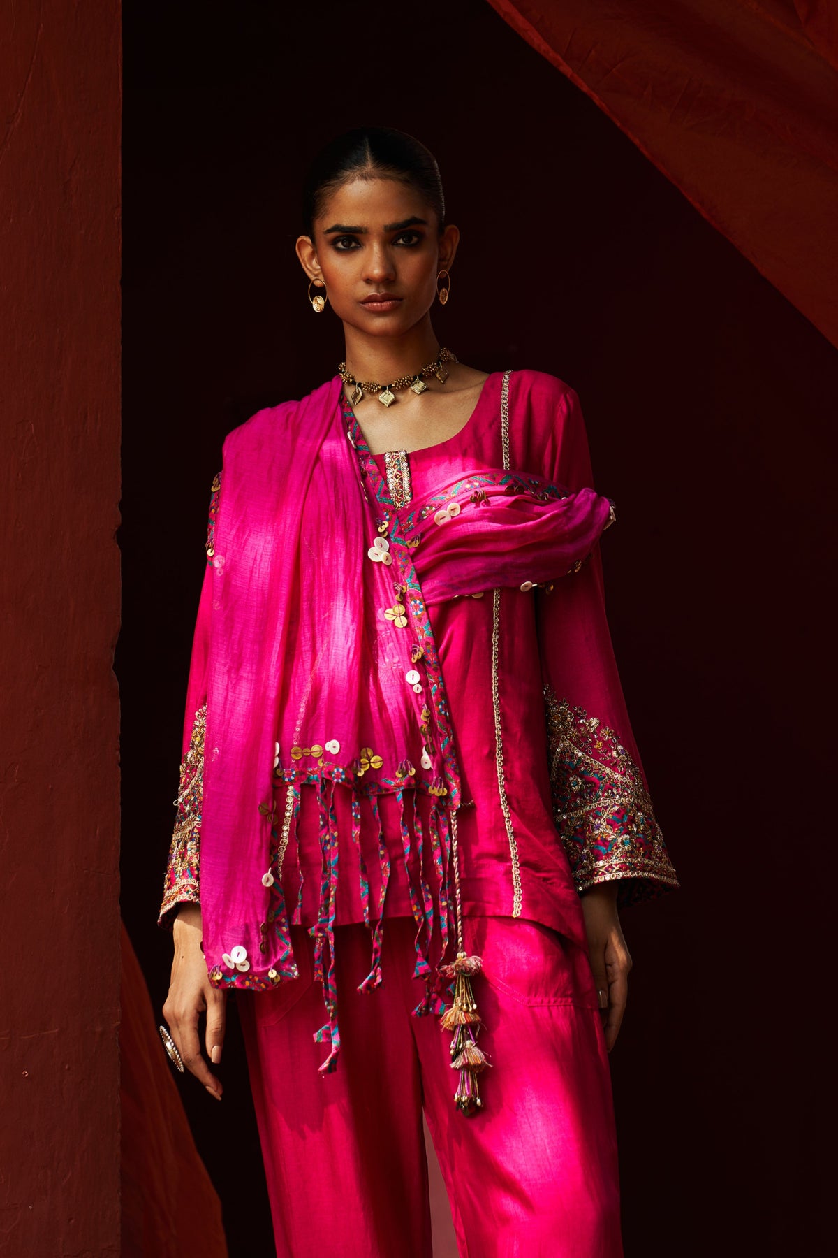 Pink Embroidered Kurta Set