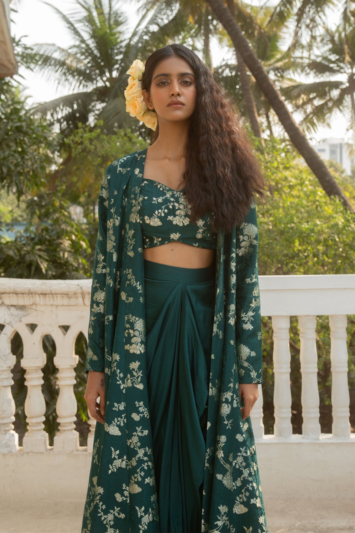 Emerald Green Jaal Jacket Set