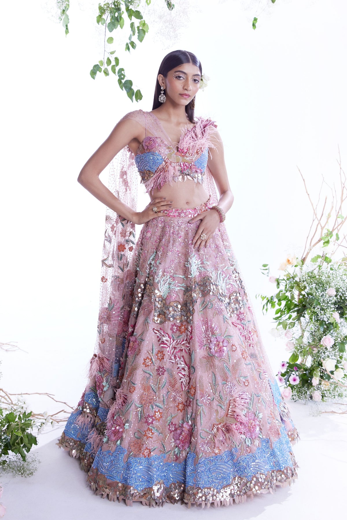 Base Light Peach Lehenga Set