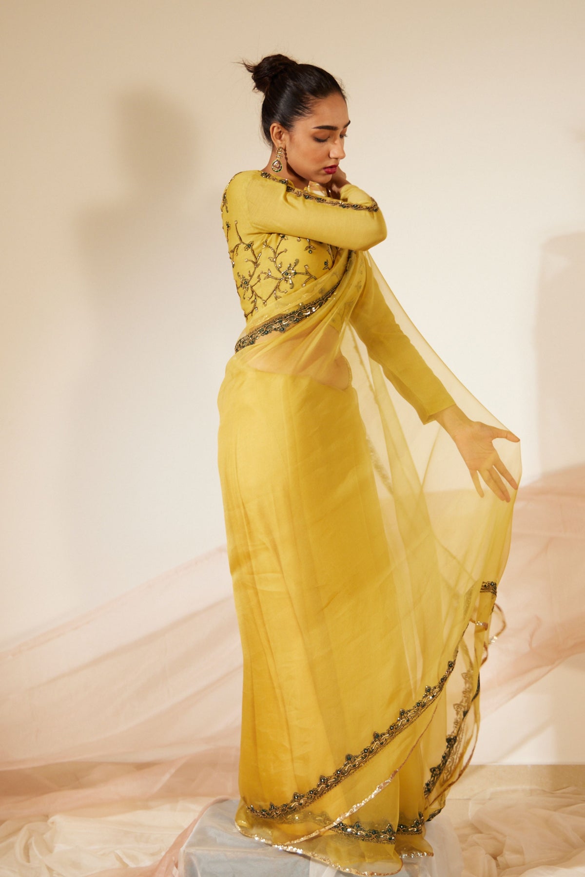 Yellow Abir Saree