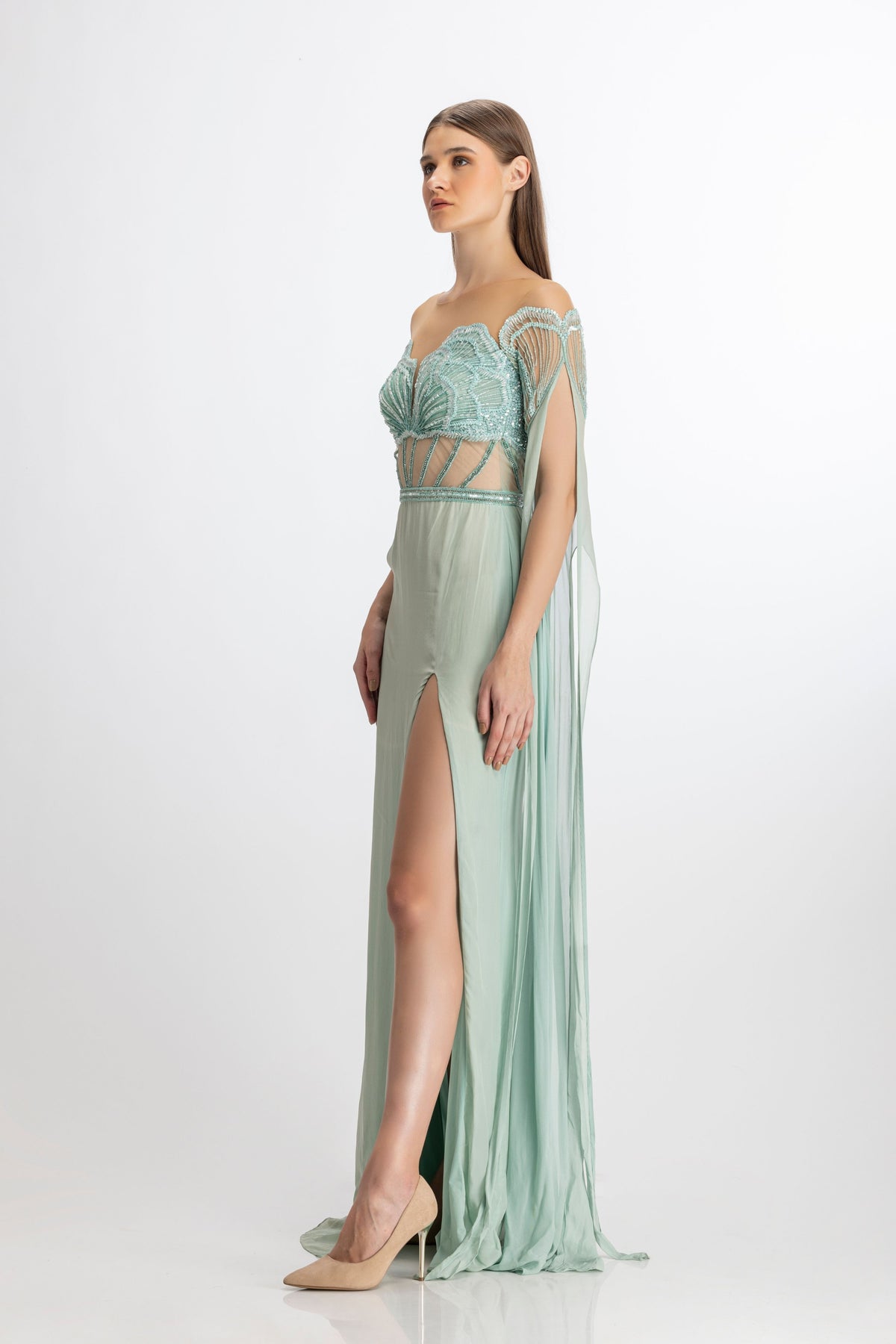 Beach Green Georgette Gown