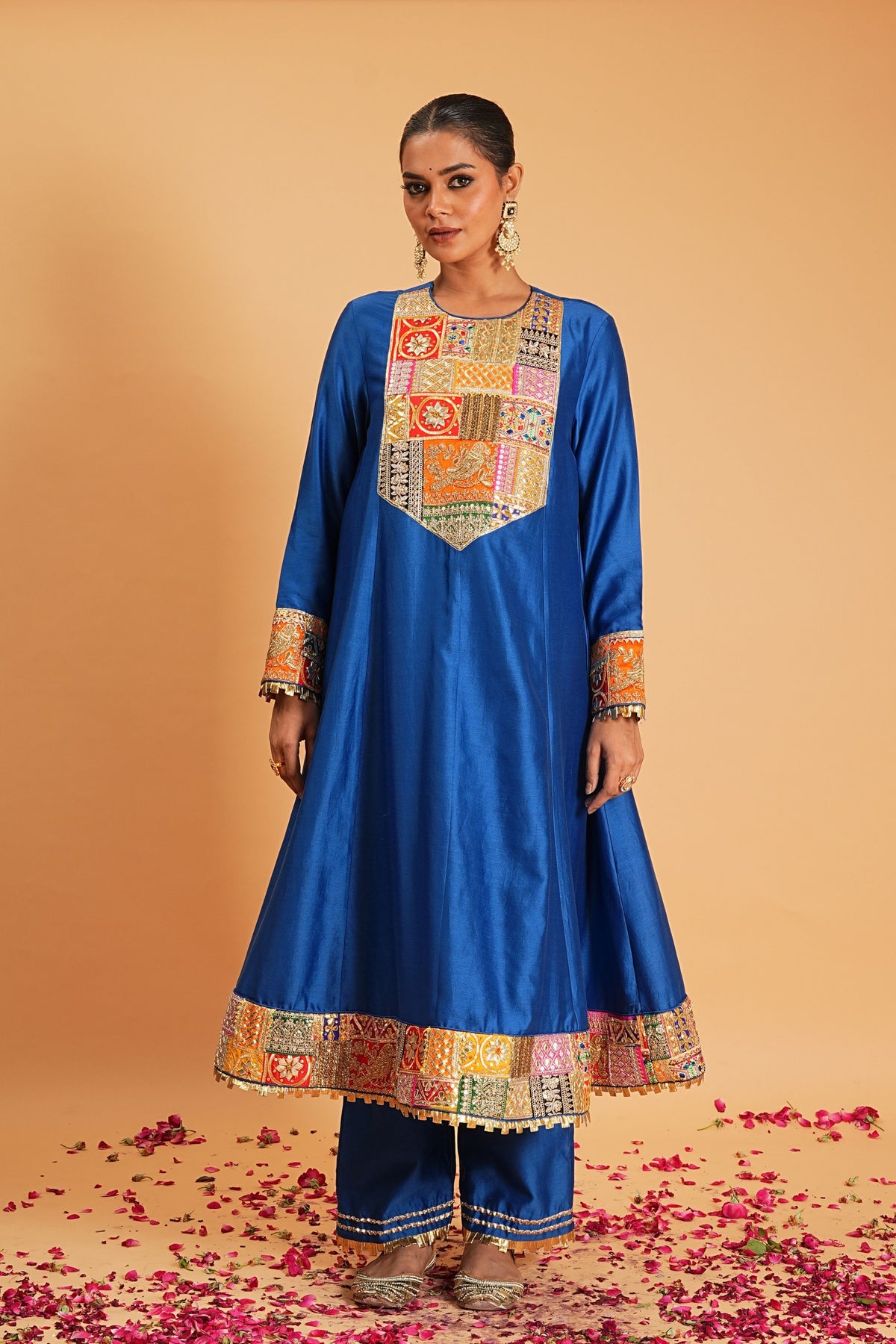 Blue Chanderi Kurta Set