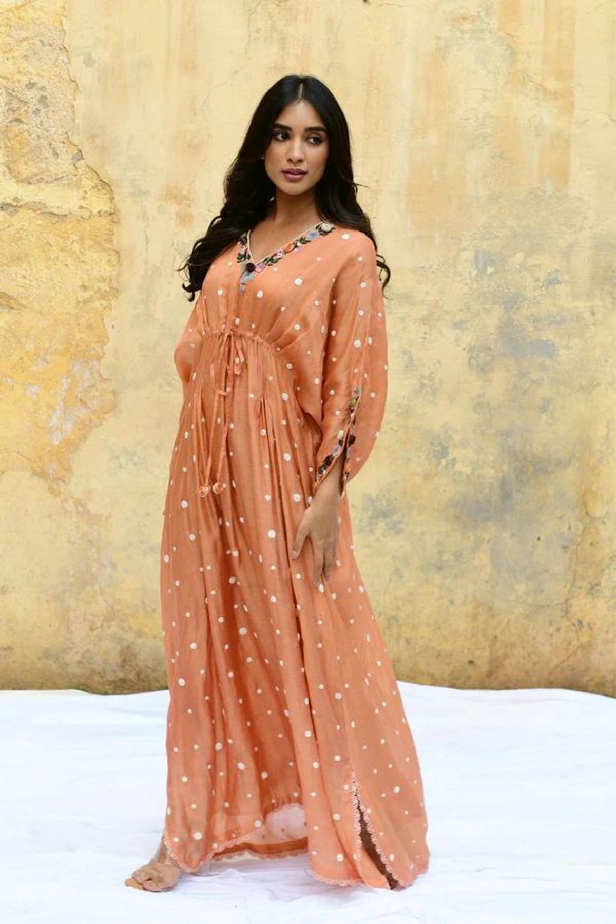 Peach Orchid Long Kaftan