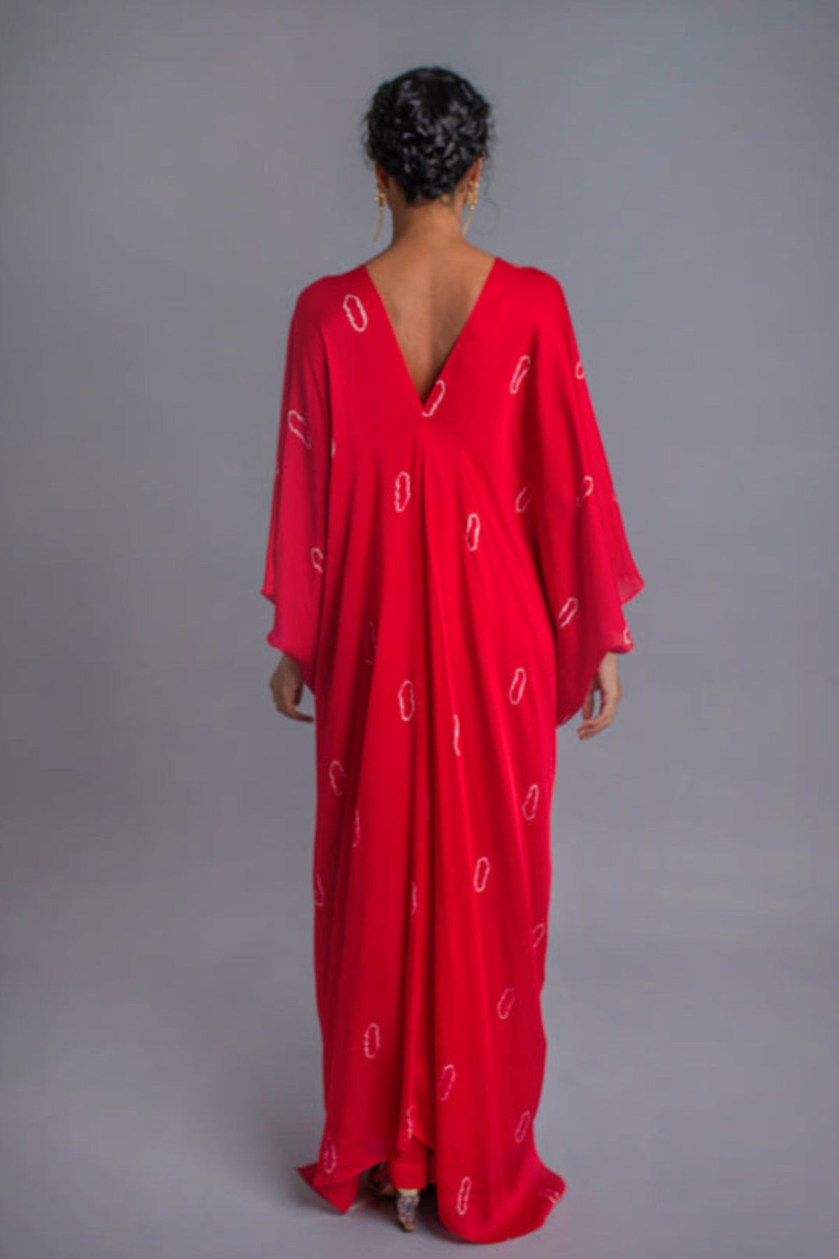 Red Tie-Dye Kaftan Set