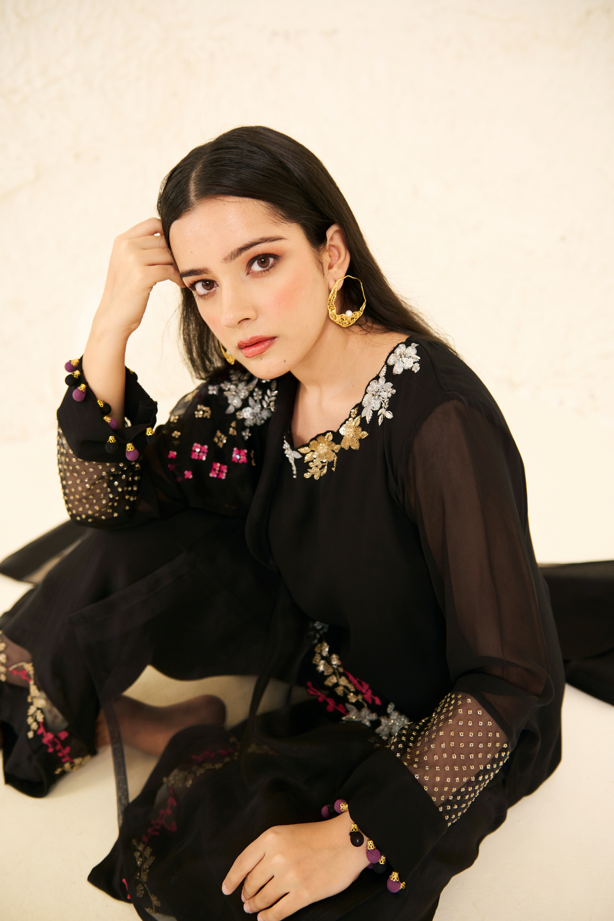 Black Georgette Kurta Set